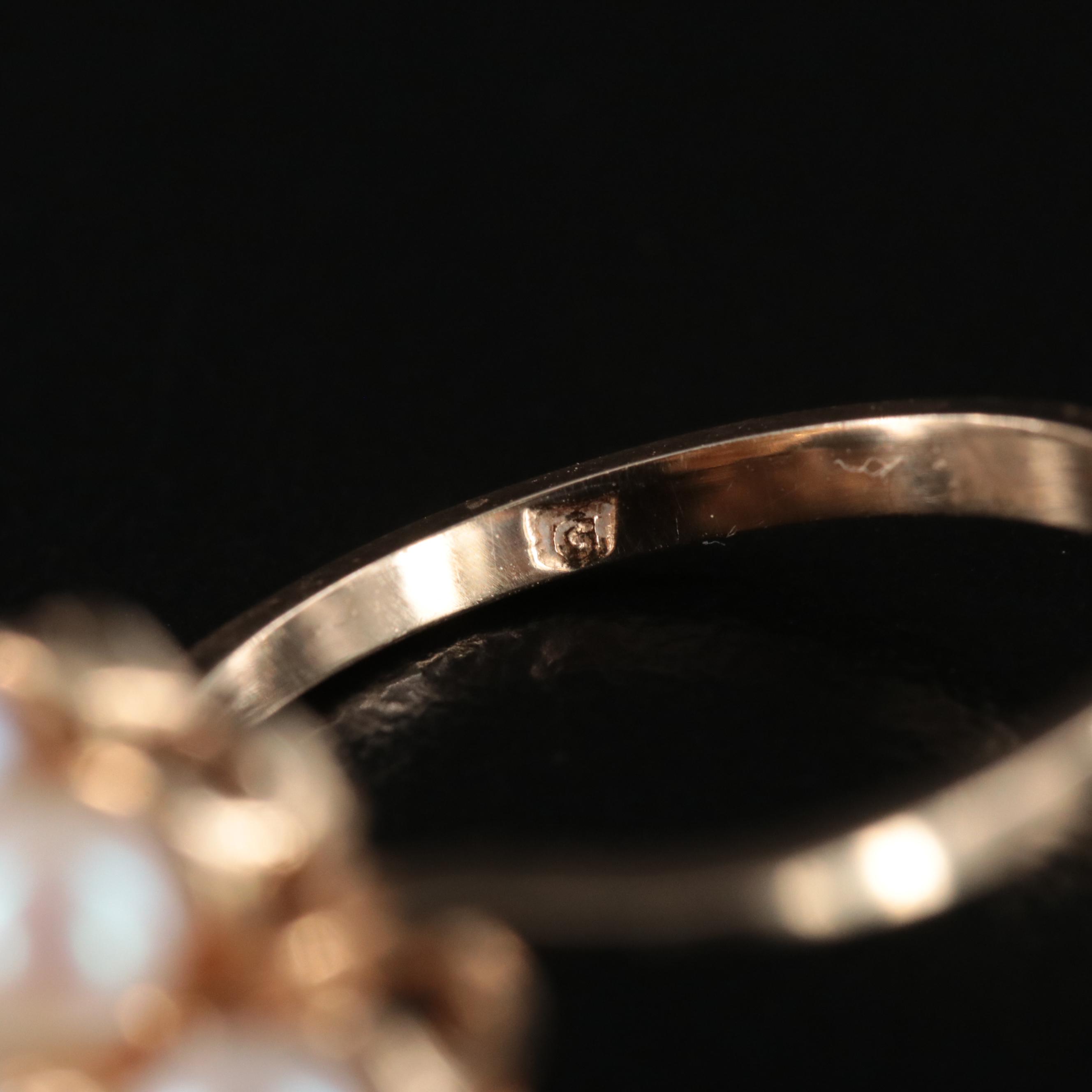 14K Pearl and Diamond Ring