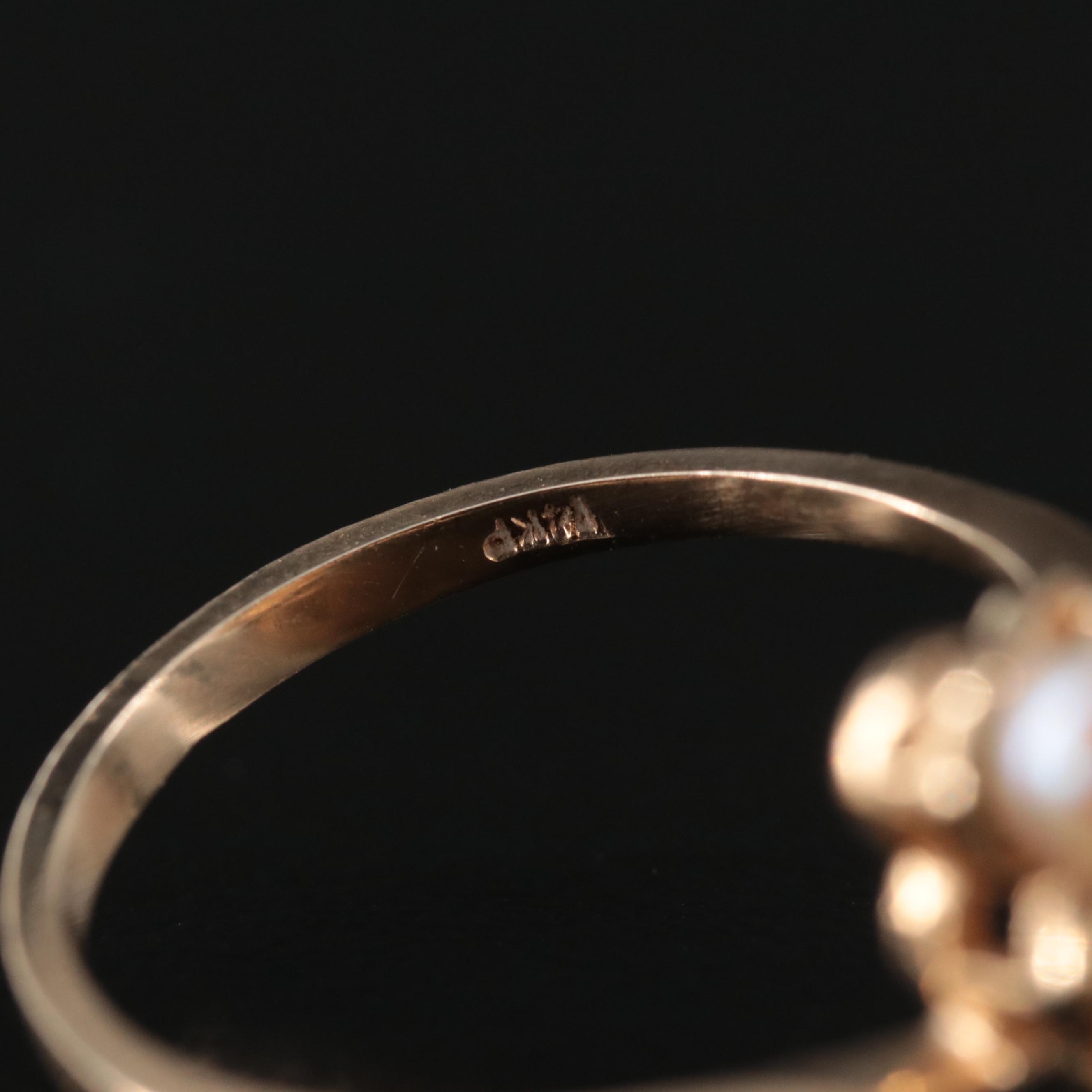 14K Pearl and Diamond Ring