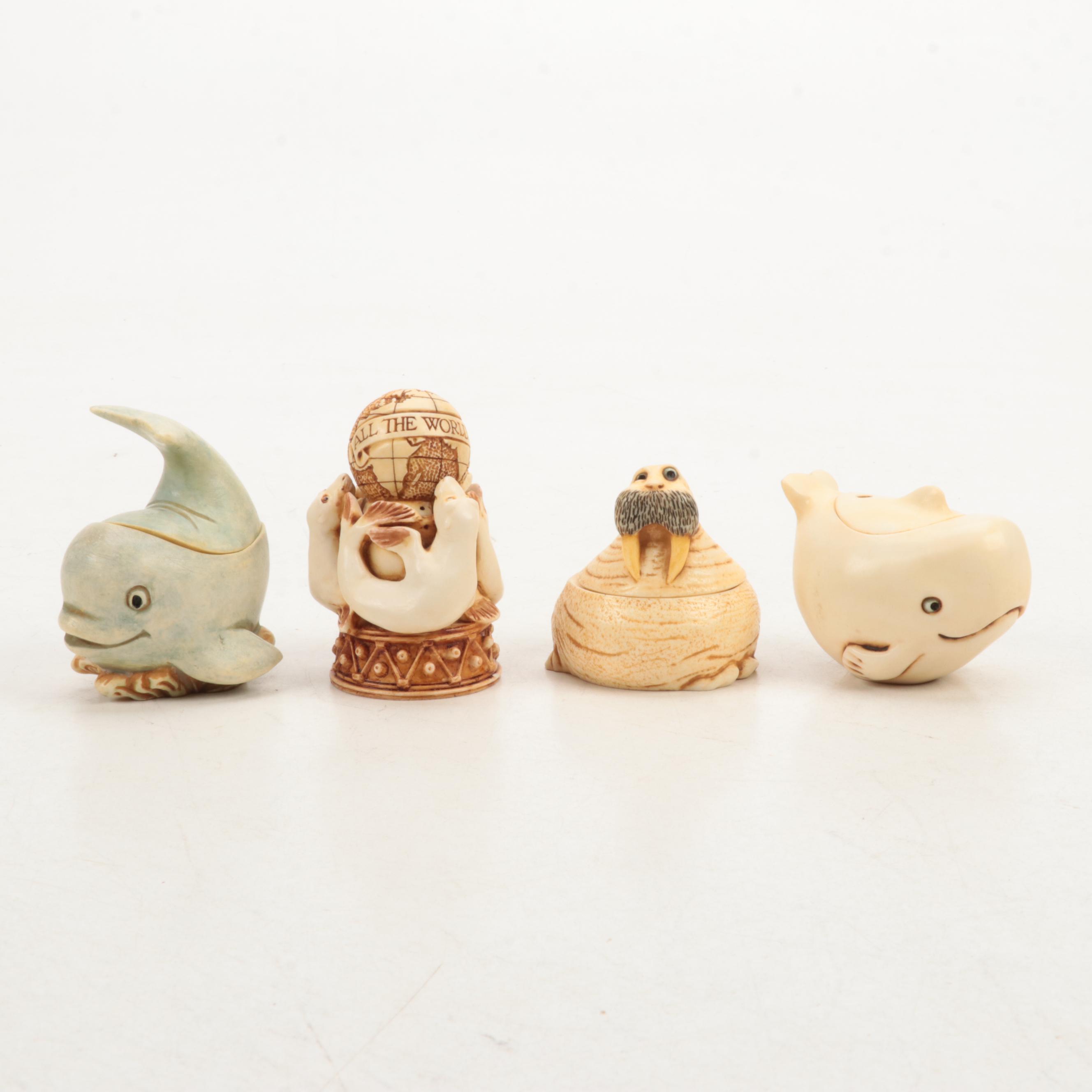 Harmony Kingdom Resin Seal and Whale Boxes