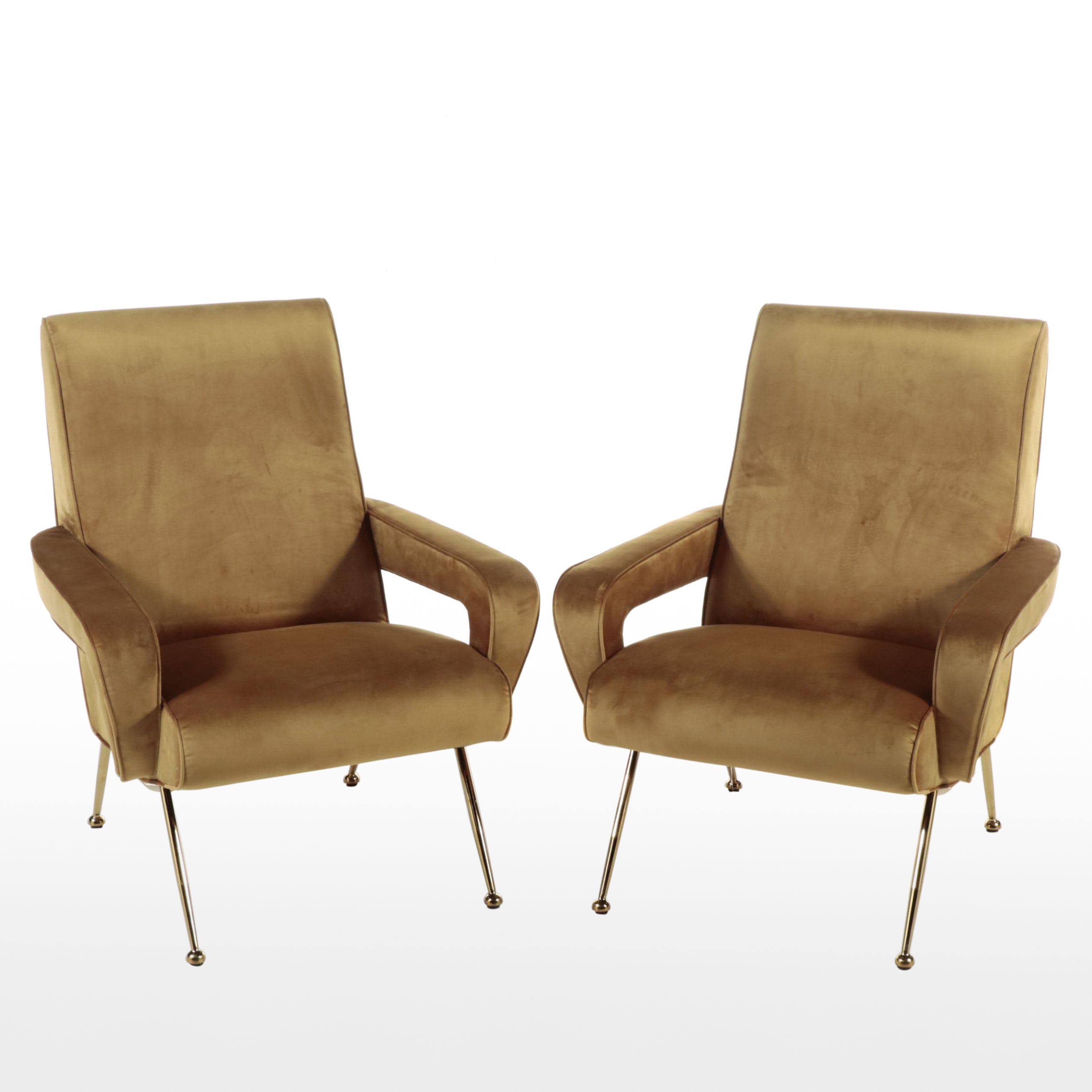 Pair of Blue Ocean Traders "Conrad Satellite" Modernist Style Lounge Chairs