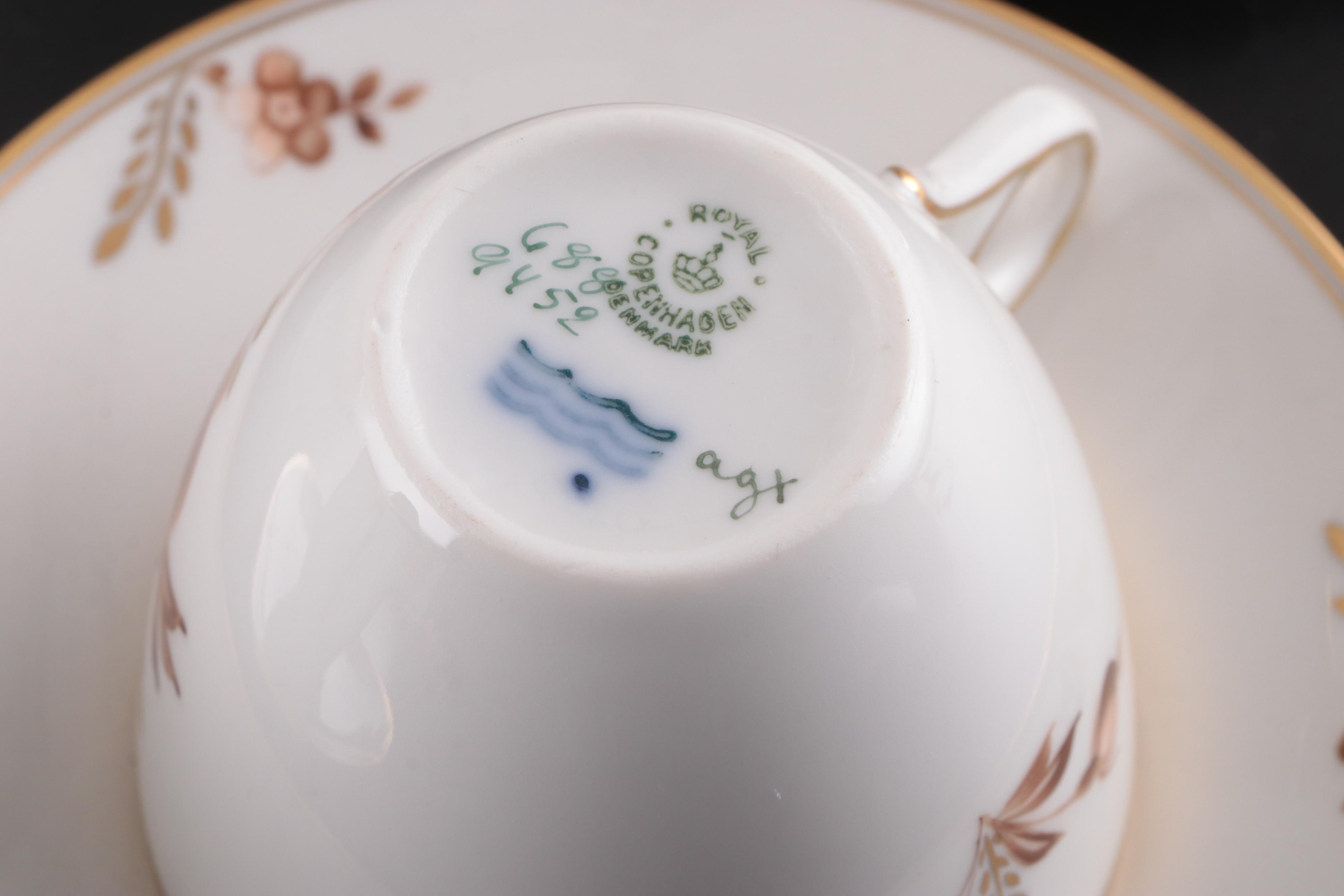 Royal Copenhagen "Brown Rose" Porcelain Dinnerware, Mid-20th Century