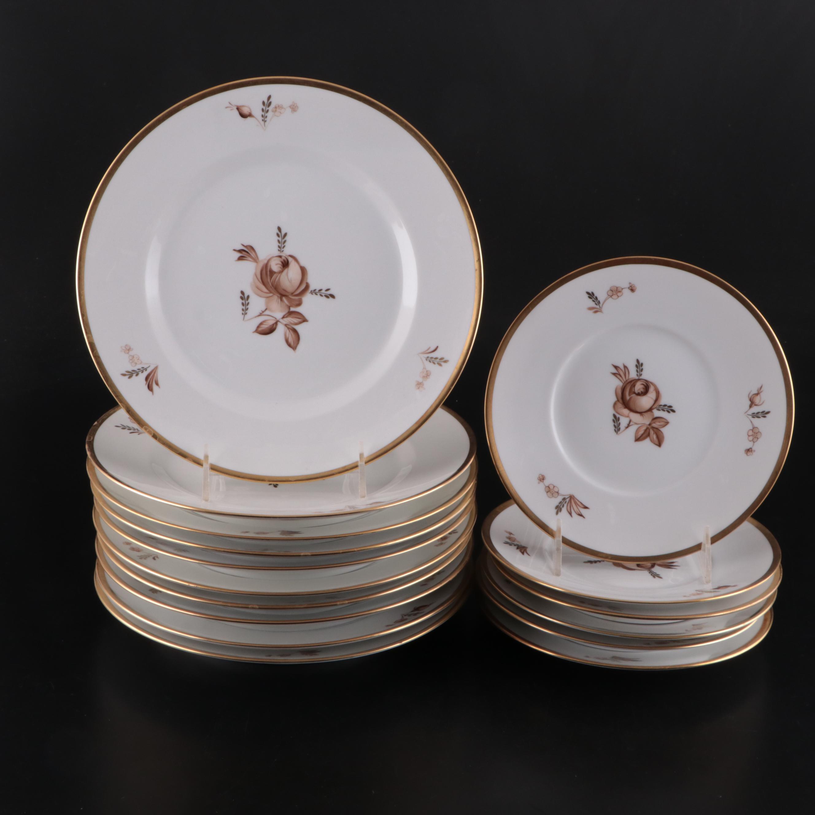 Royal Copenhagen "Brown Rose" Porcelain Dinnerware, Mid-20th Century