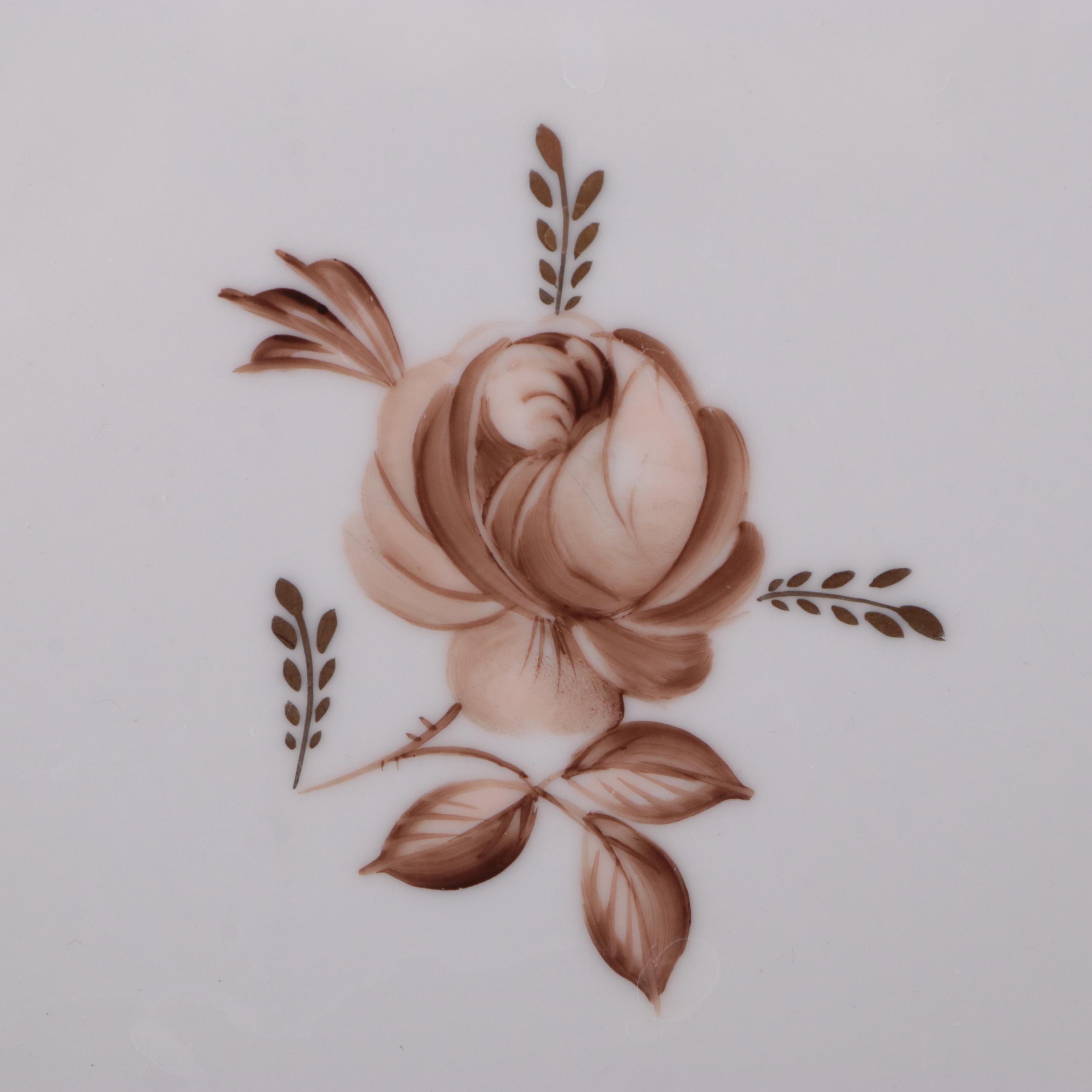 Royal Copenhagen "Brown Rose" Porcelain Dinnerware, Mid-20th Century