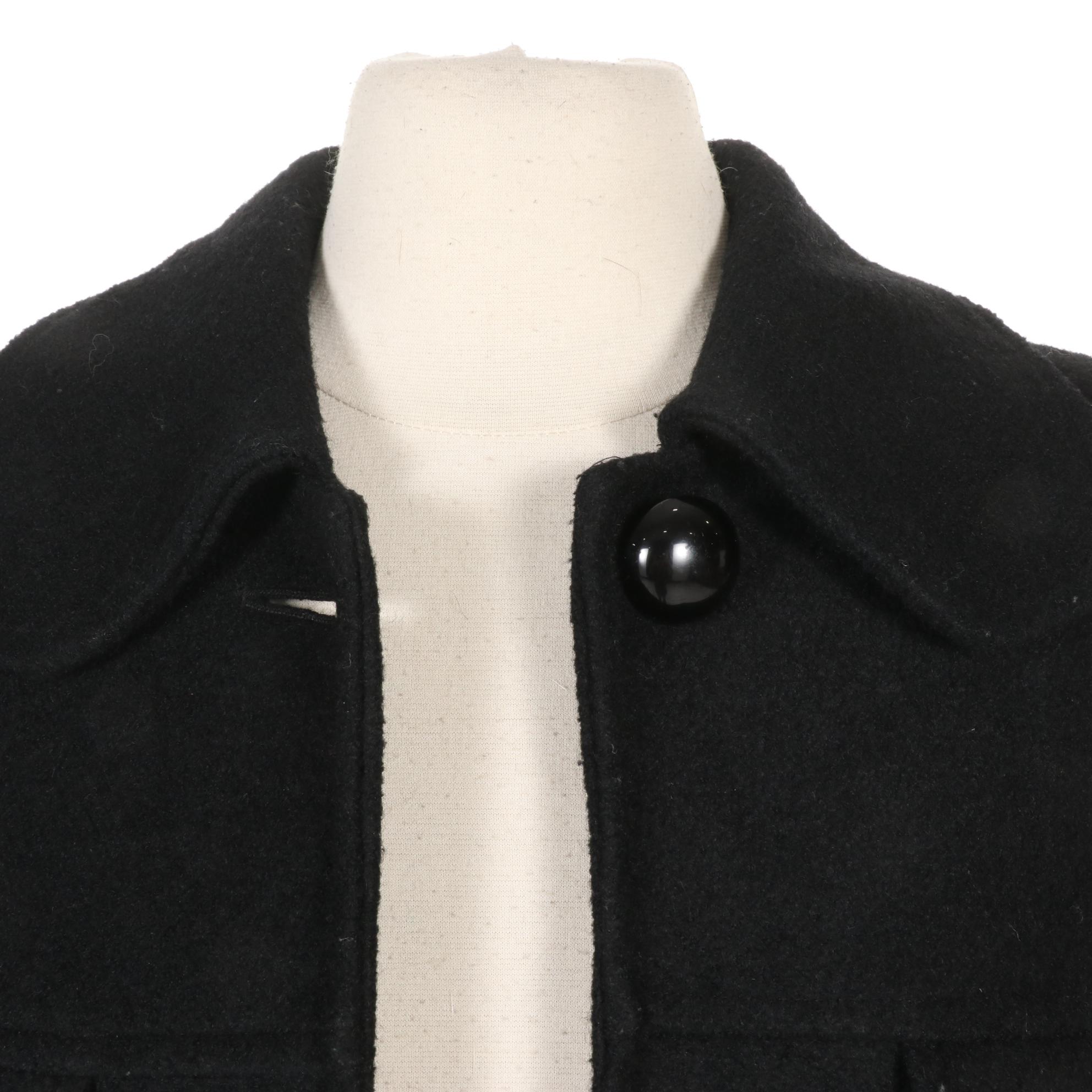 Chloe Wool Blend Pleated Swing Coat With Three-Quarter Sleeves