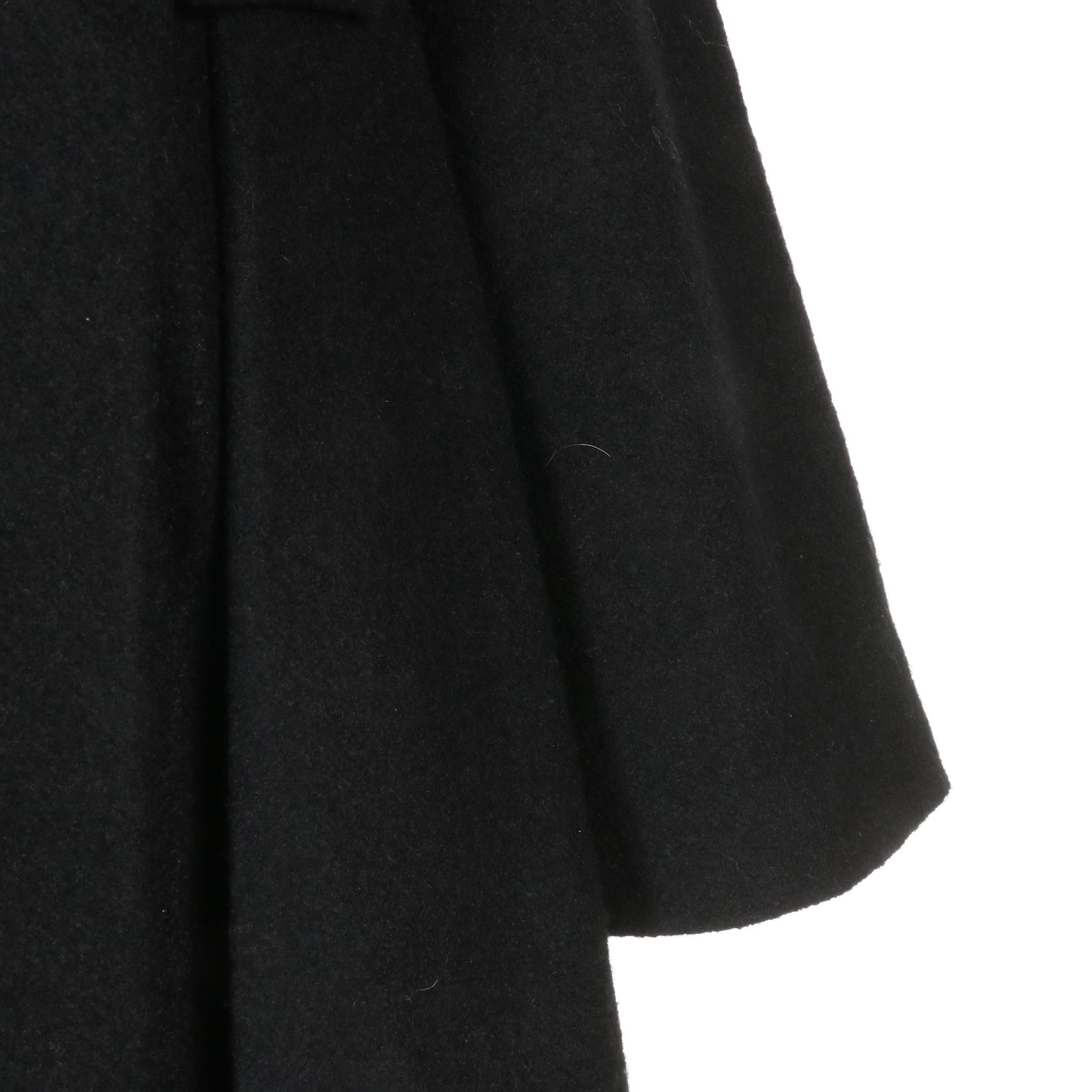 Chloe Wool Blend Pleated Swing Coat With Three-Quarter Sleeves