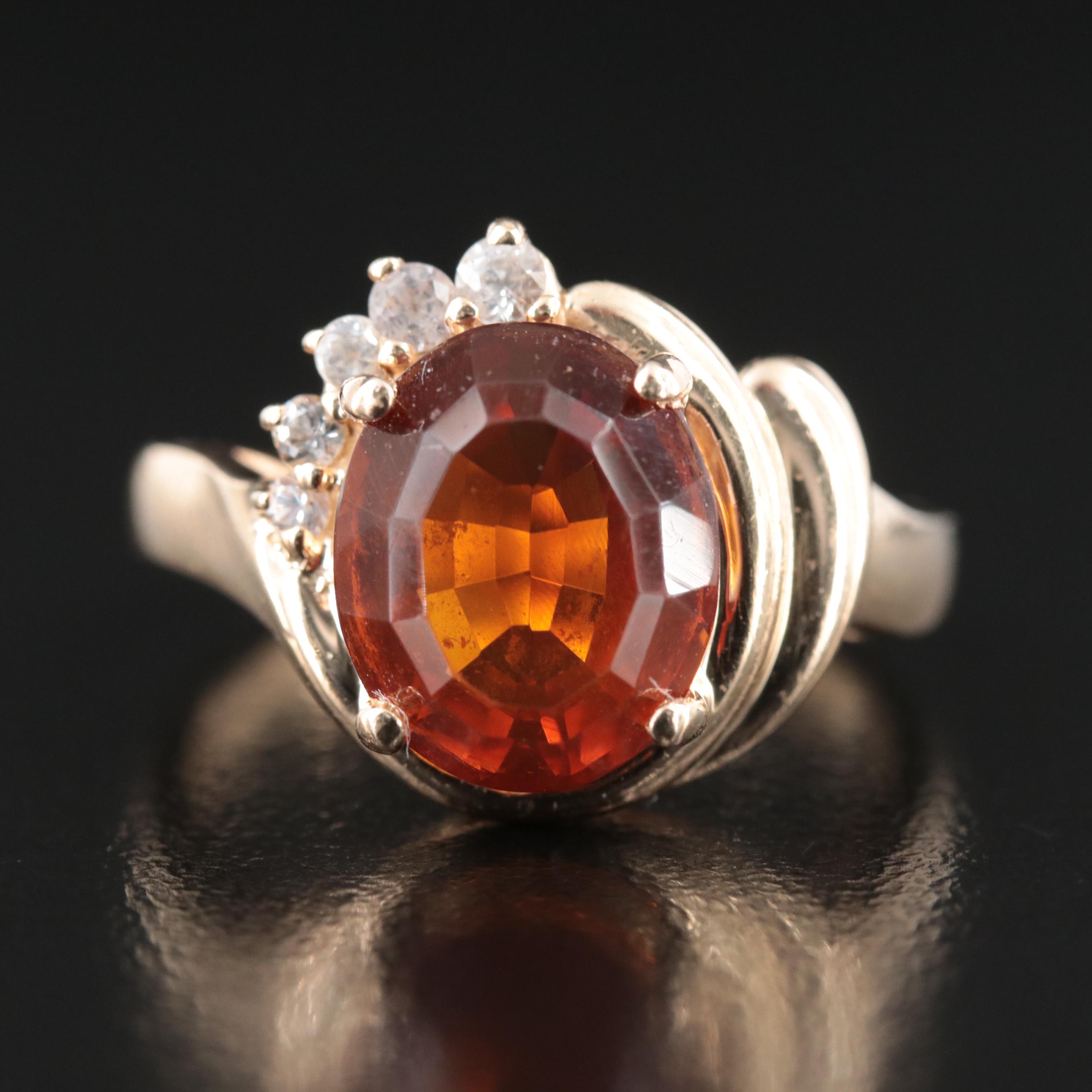14K Fire Opal and Diamond Ring