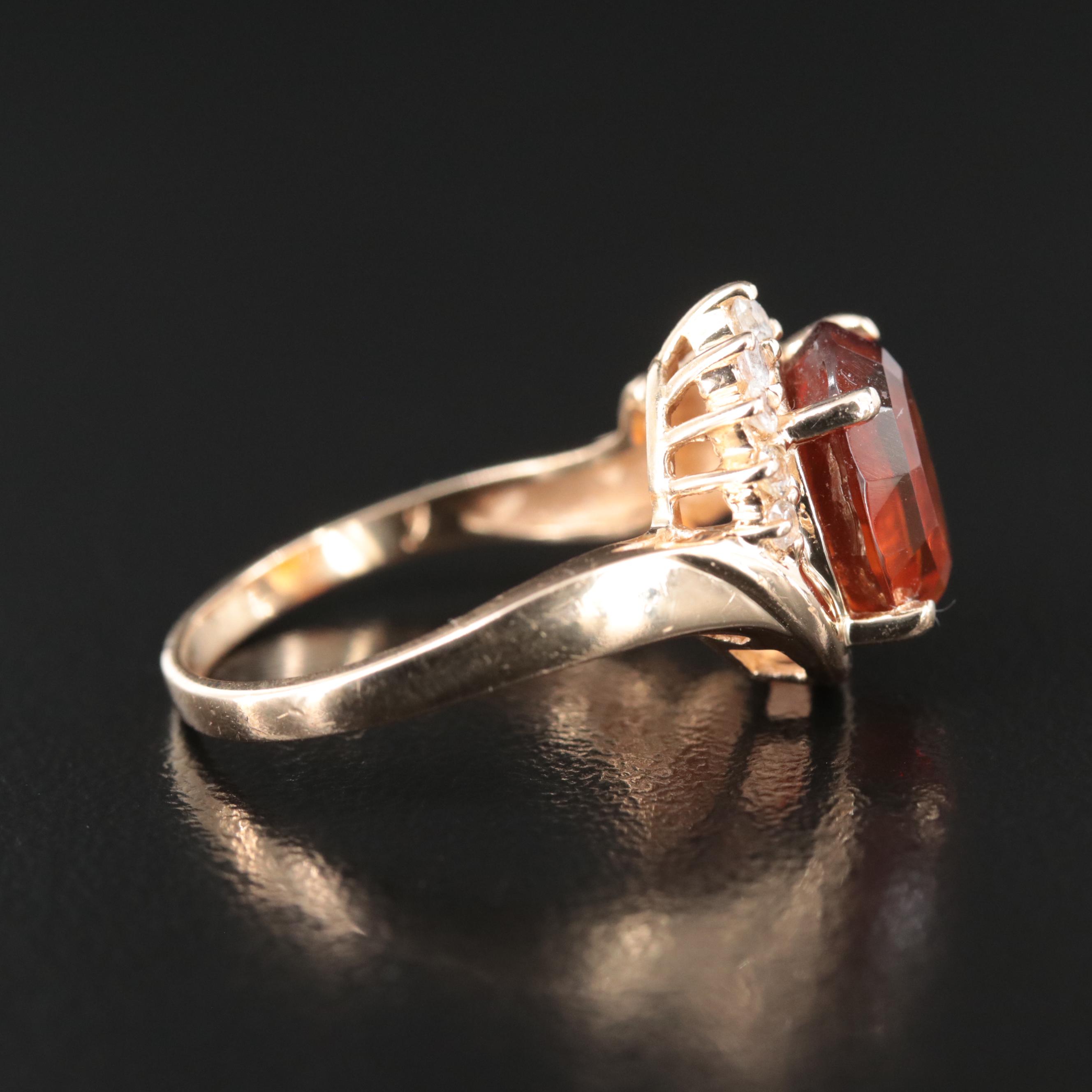 14K Fire Opal and Diamond Ring