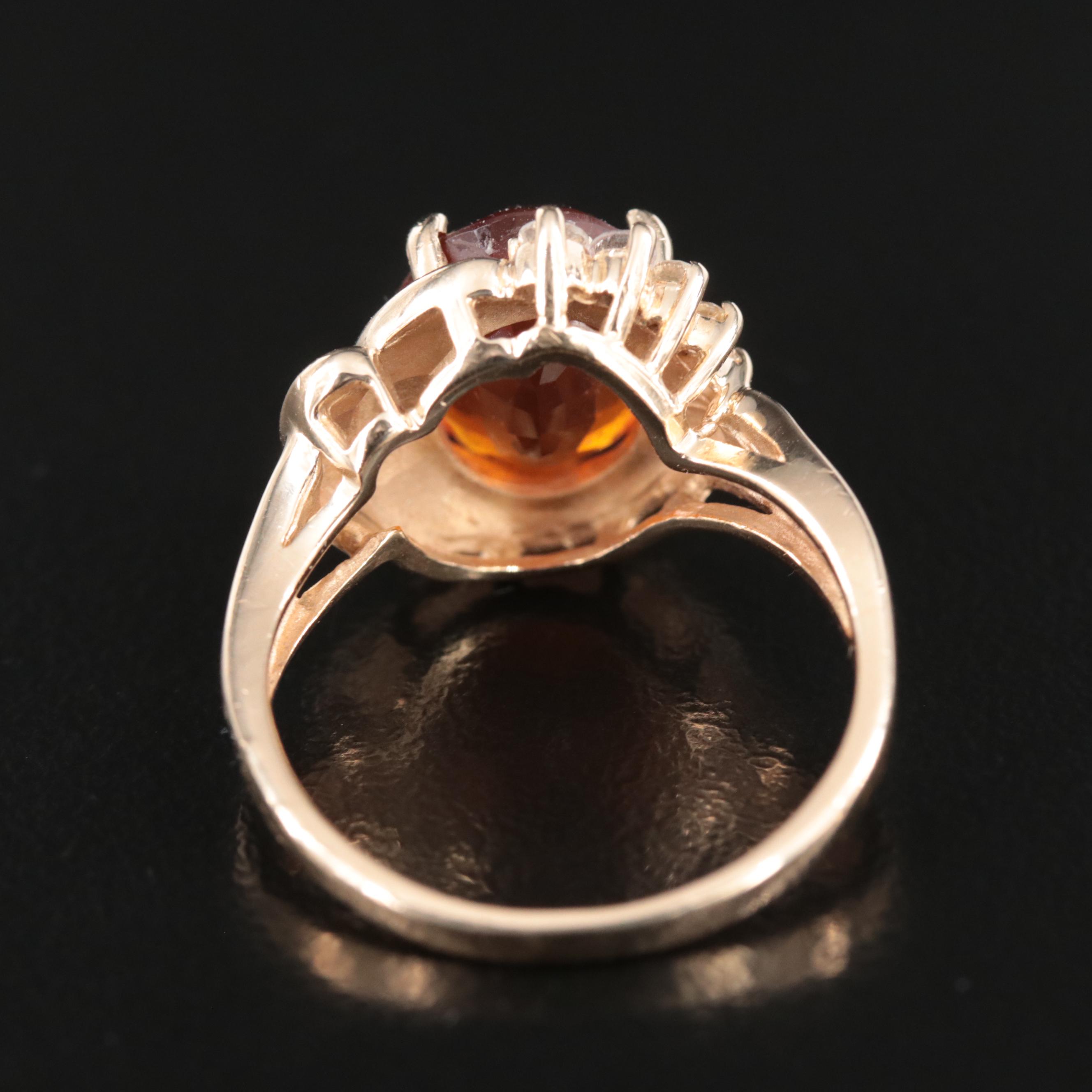 14K Fire Opal and Diamond Ring