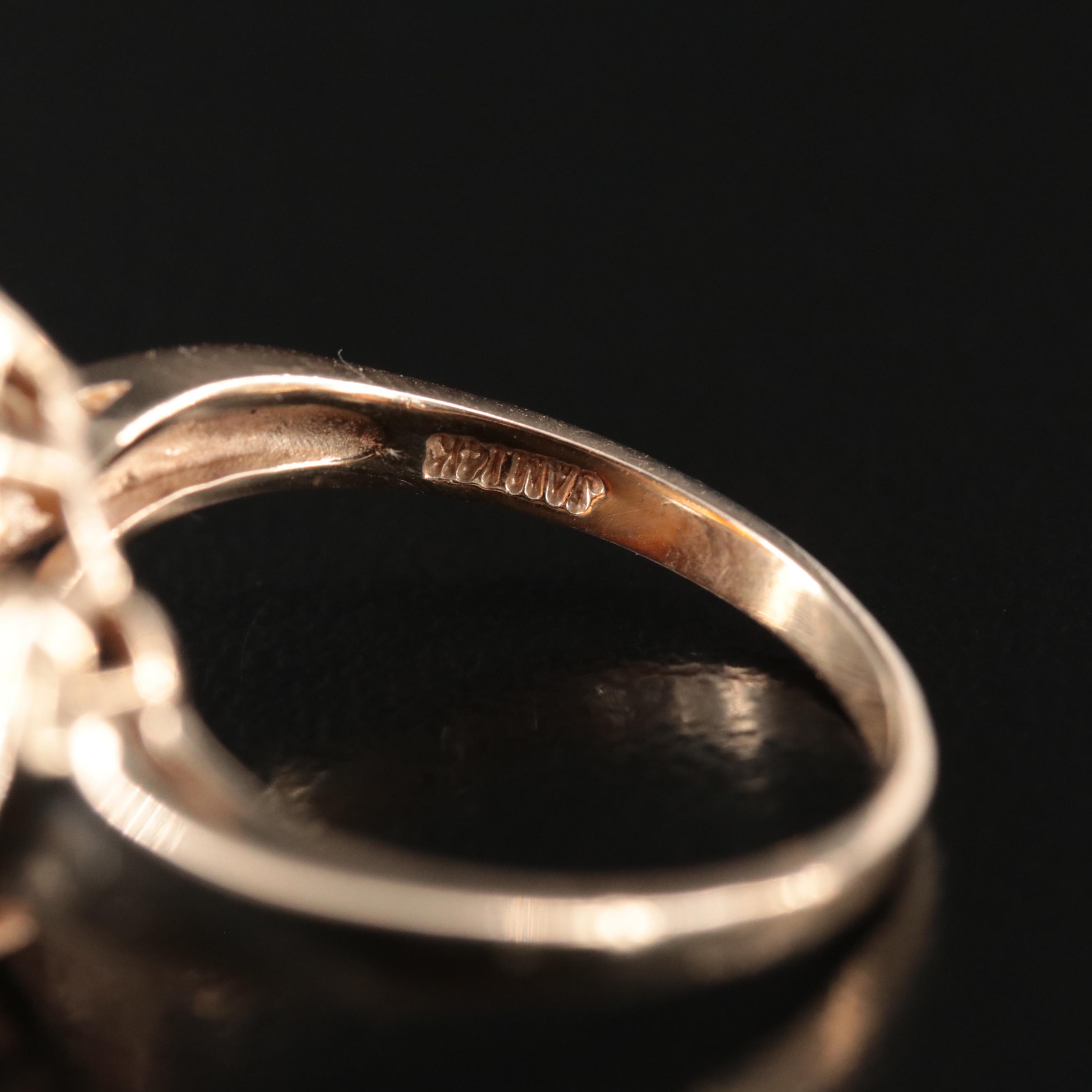 14K Fire Opal and Diamond Ring