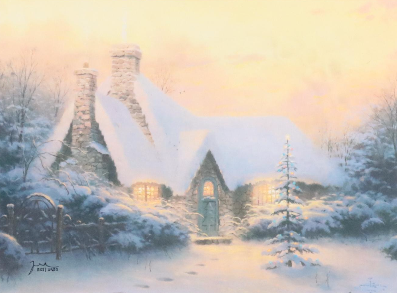 Thomas Kinkade Offset Lithograph Print "Christmas Tree Cottage"