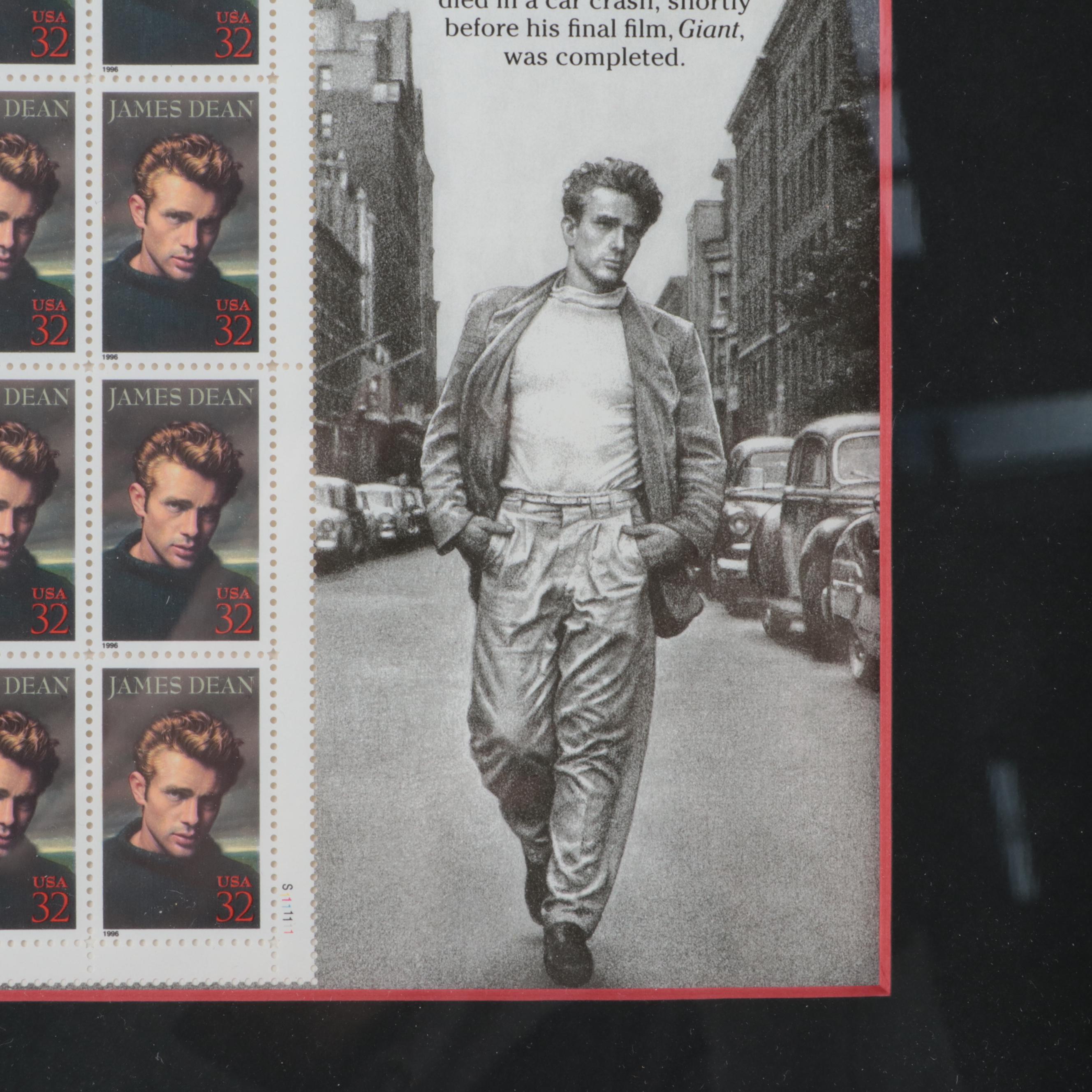 Framed Legends of Hollywood James Dean Stamps EBTH