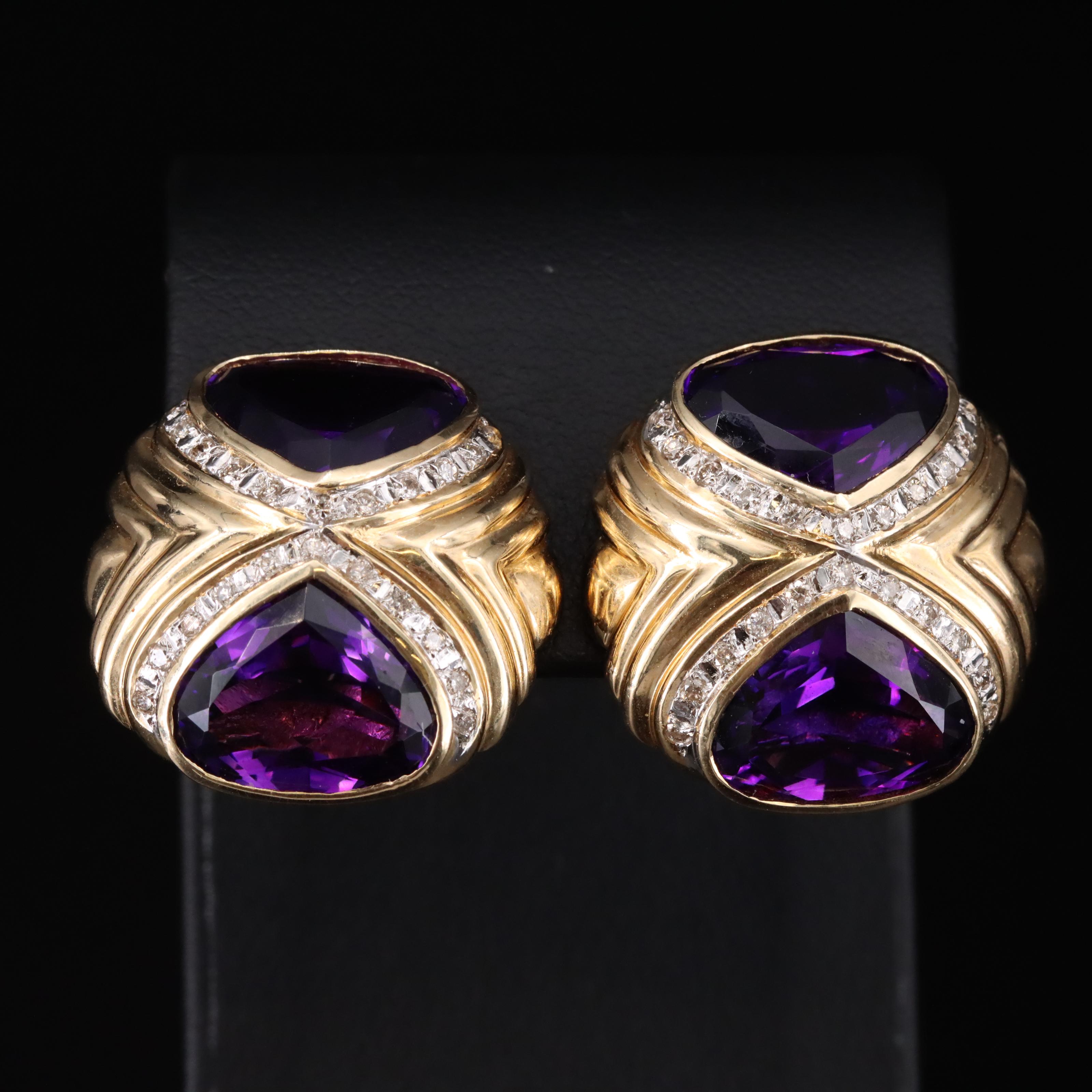 14K Amethyst and Diamond Earrings