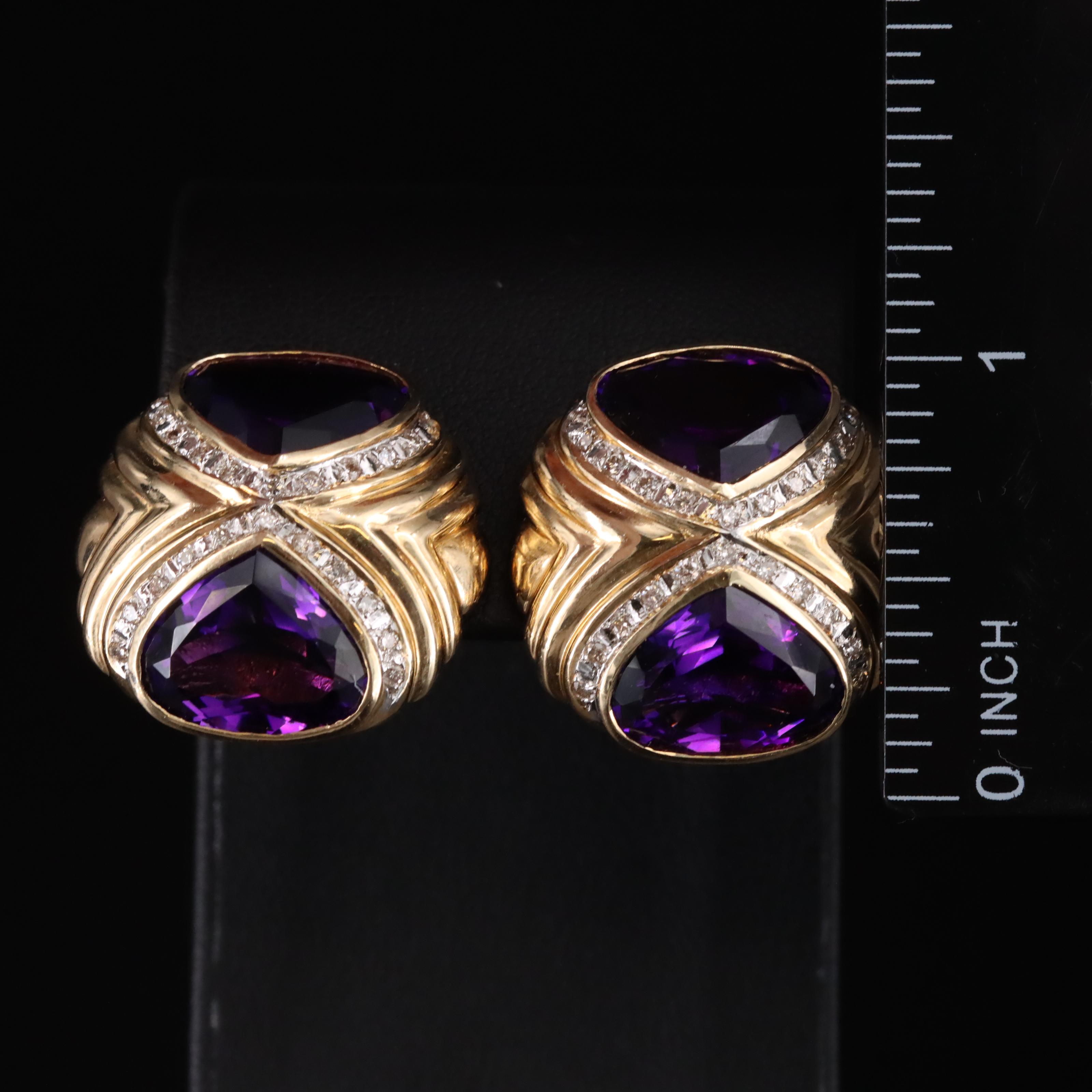 14K Amethyst and Diamond Earrings