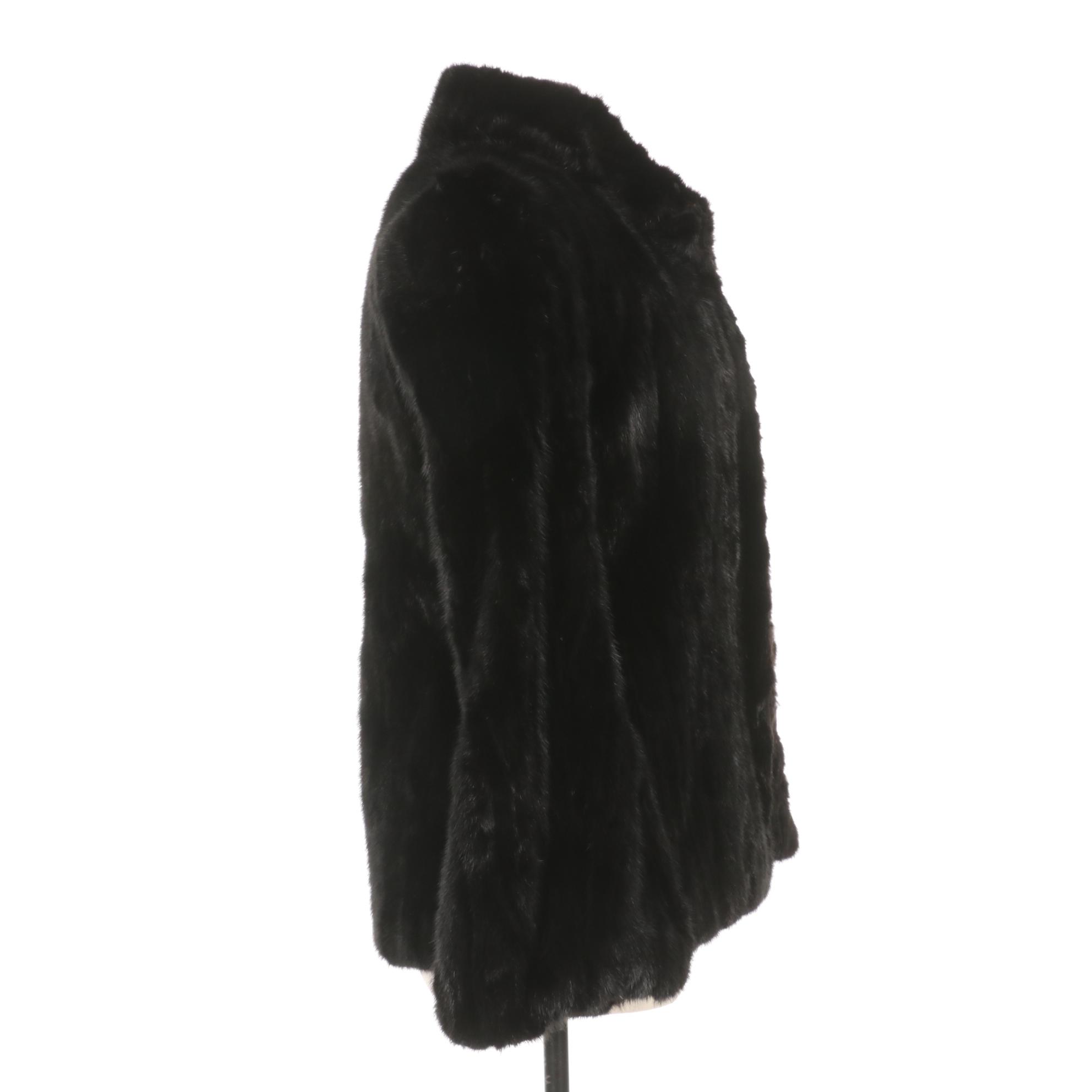 Prada Mink Fur and Silk Short Coat in Black