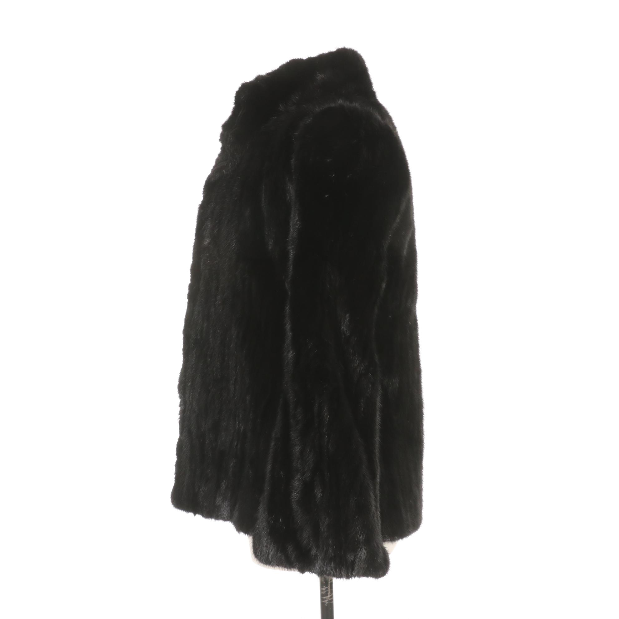 Prada Mink Fur and Silk Short Coat in Black