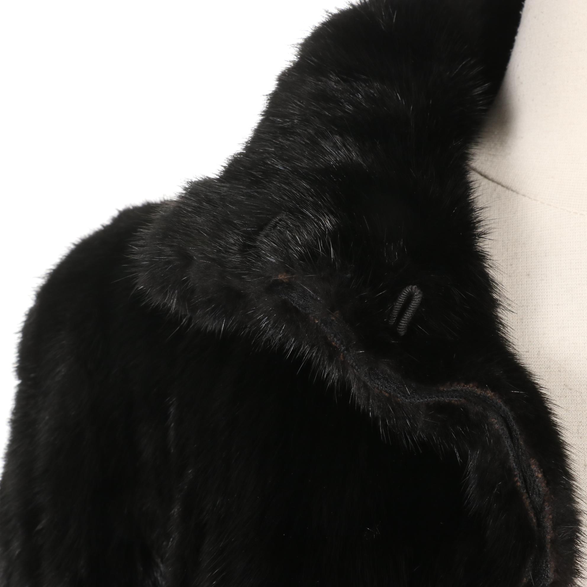Prada Mink Fur and Silk Short Coat in Black