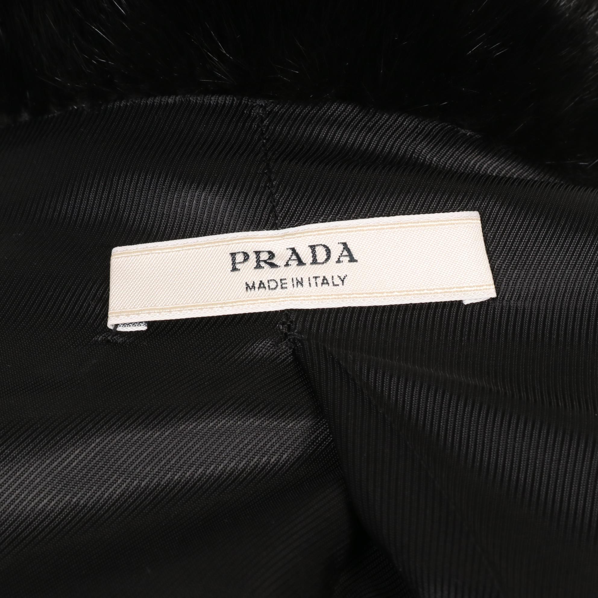 Prada Mink Fur and Silk Short Coat in Black