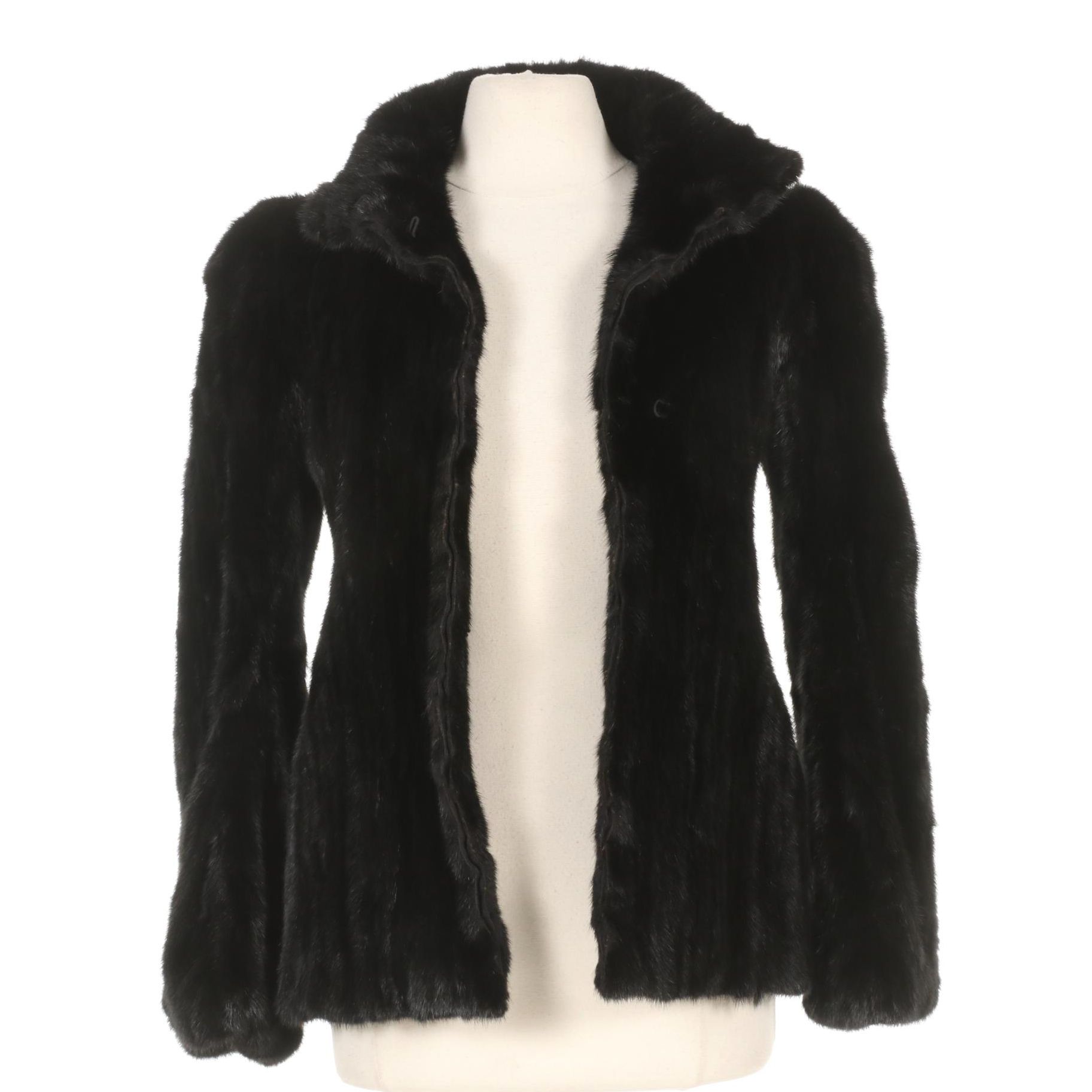 Prada Mink Fur and Silk Short Coat in Black