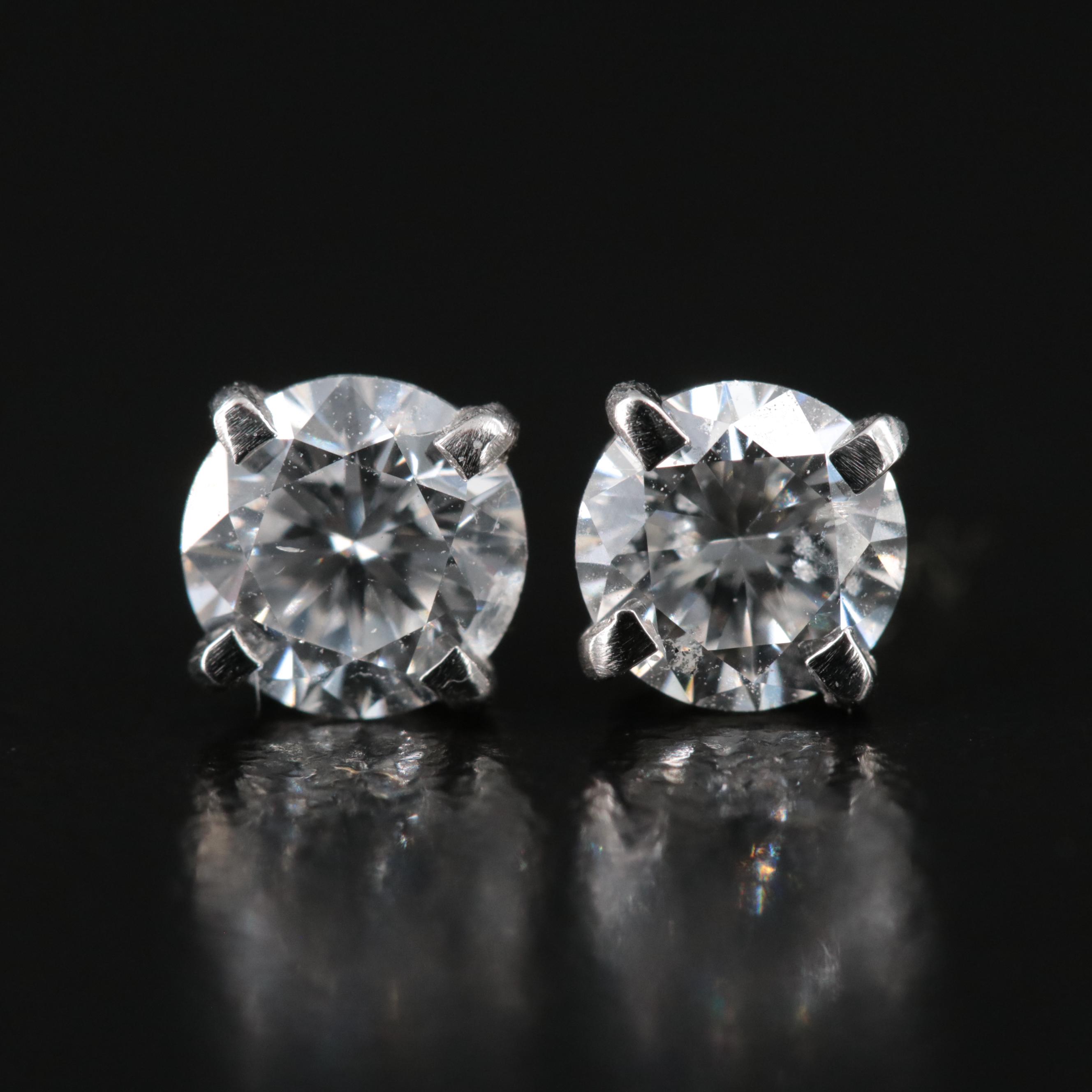 Platinum 1.08 CTW Diamond Single Stud Earrings with One Digital GIA eReport