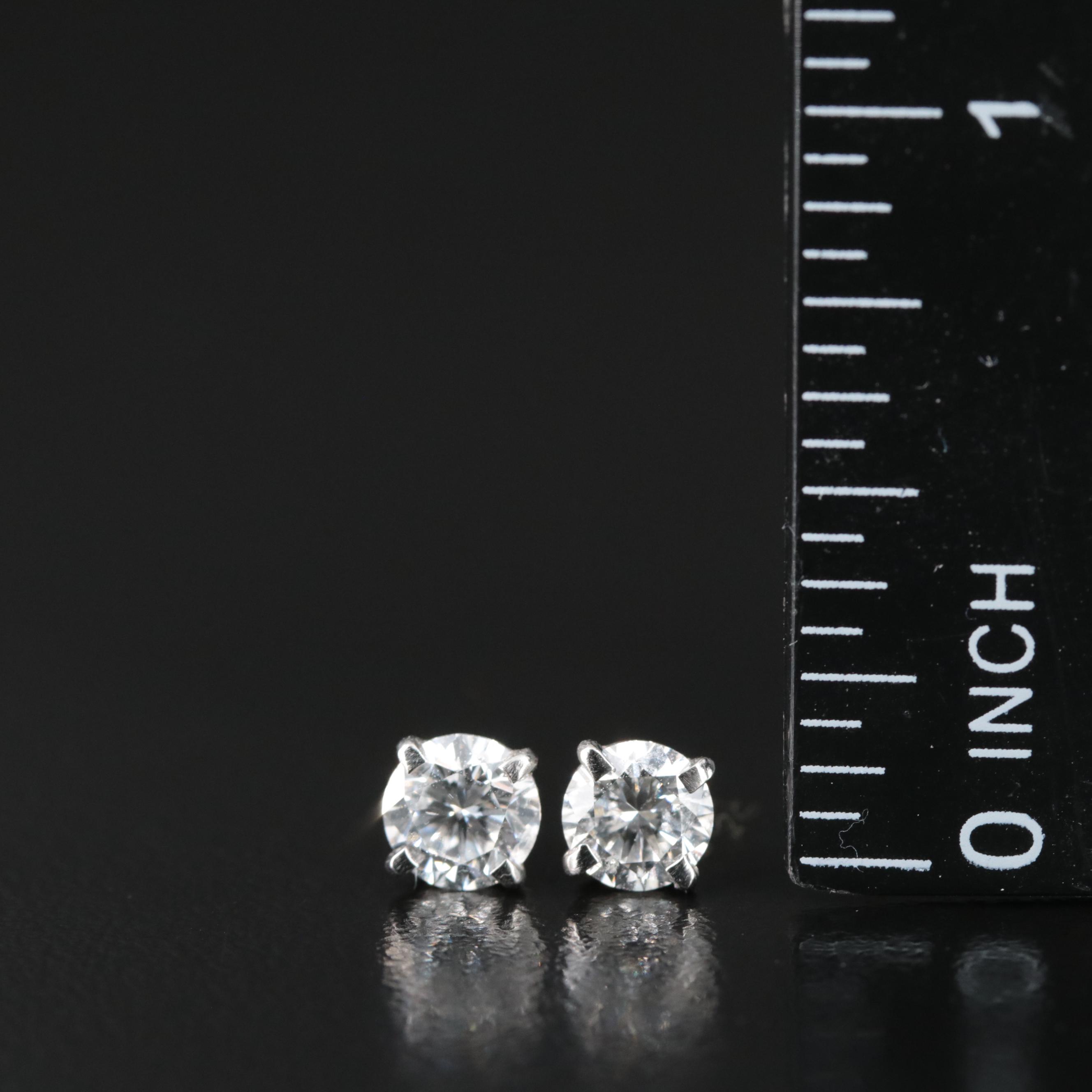 Platinum 1.08 CTW Diamond Single Stud Earrings with One Digital GIA eReport
