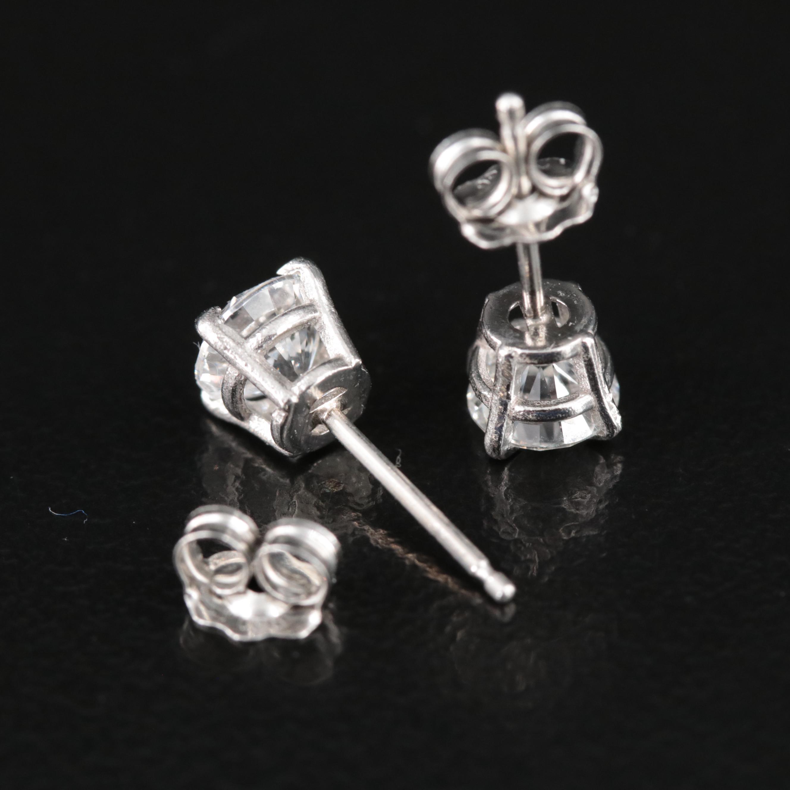Platinum 1.08 CTW Diamond Single Stud Earrings with One Digital GIA eReport