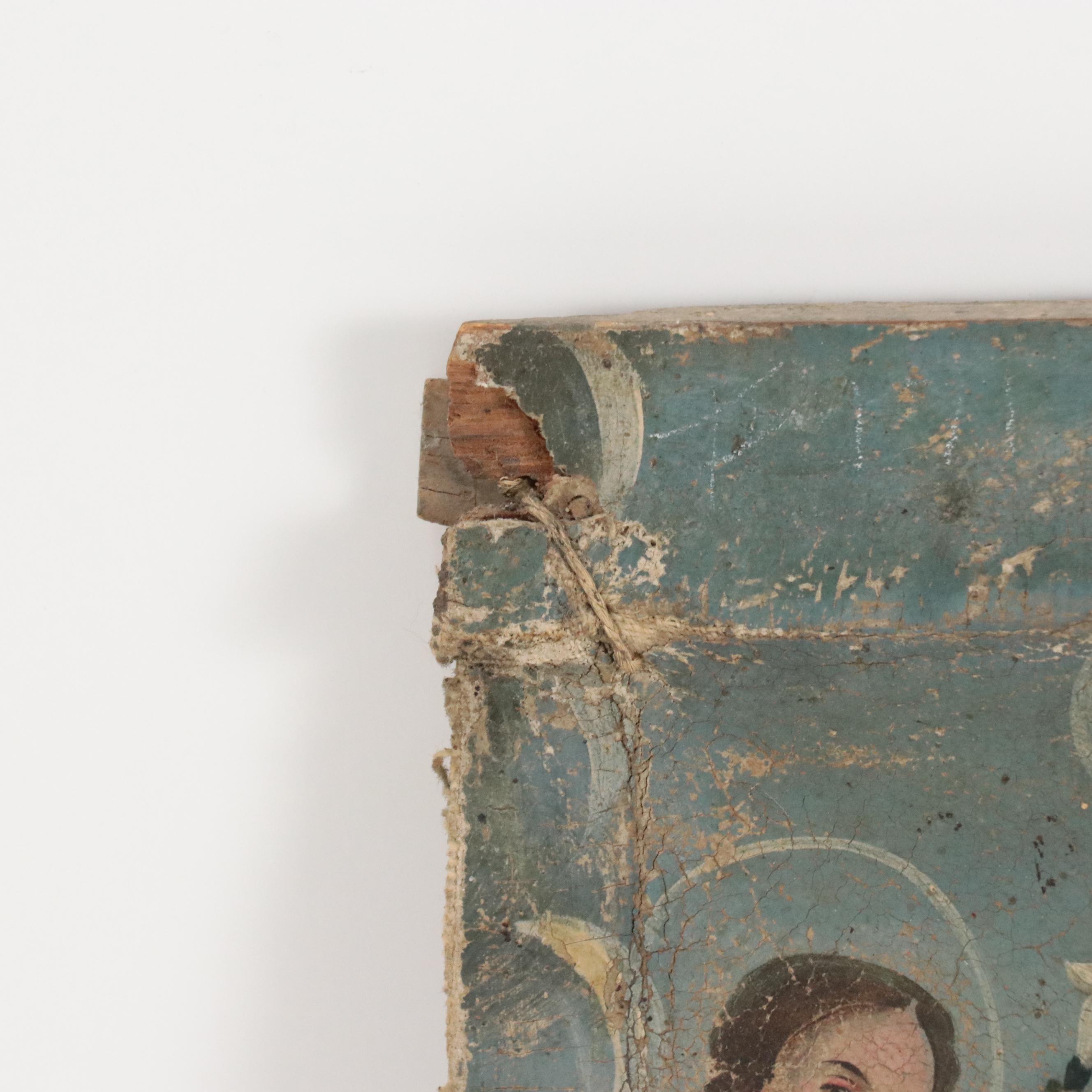 Spanish Colonial Retablo Painting of the Holy Family, 1860s