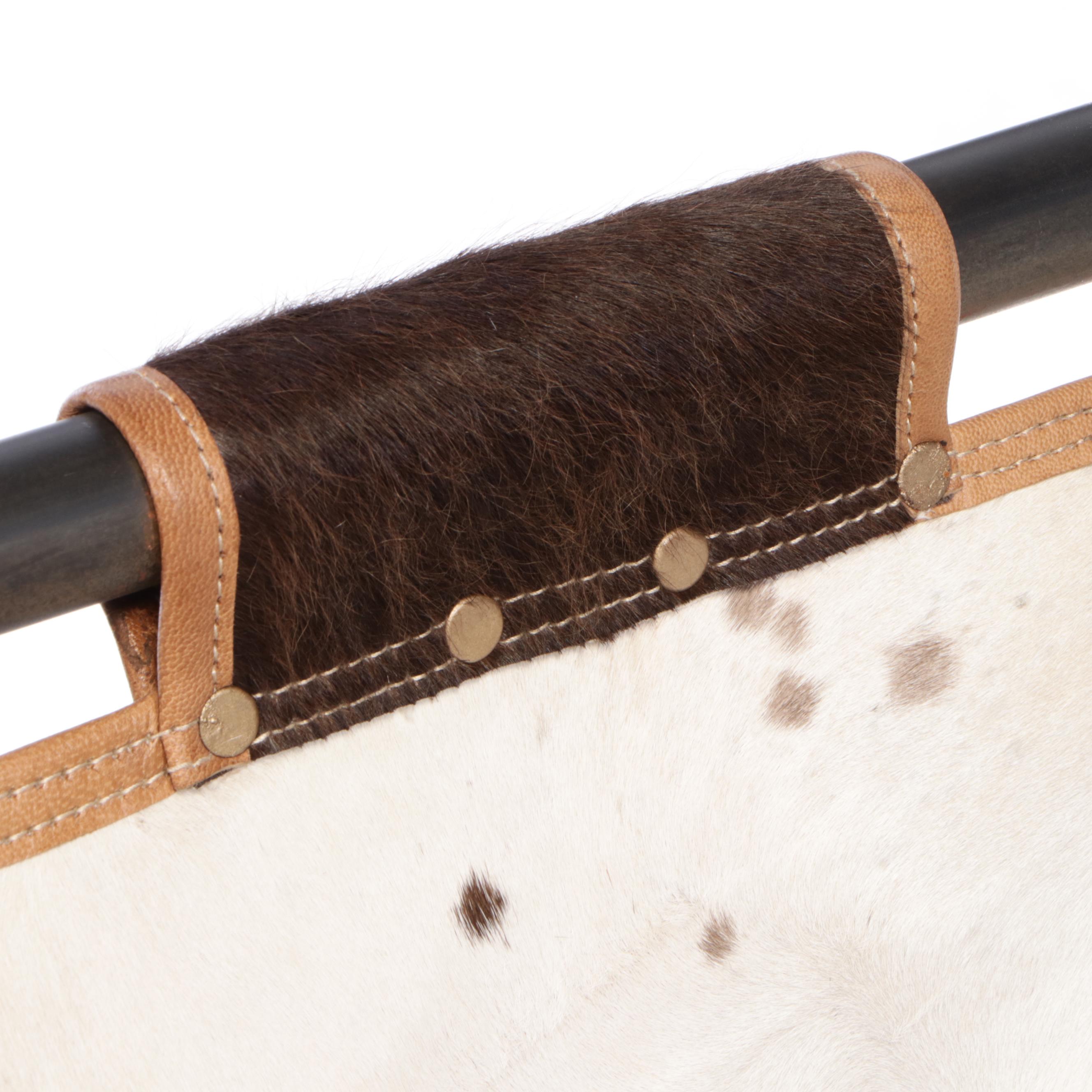 Two Cowhide and Black Metal "Genoa" Side Chairs