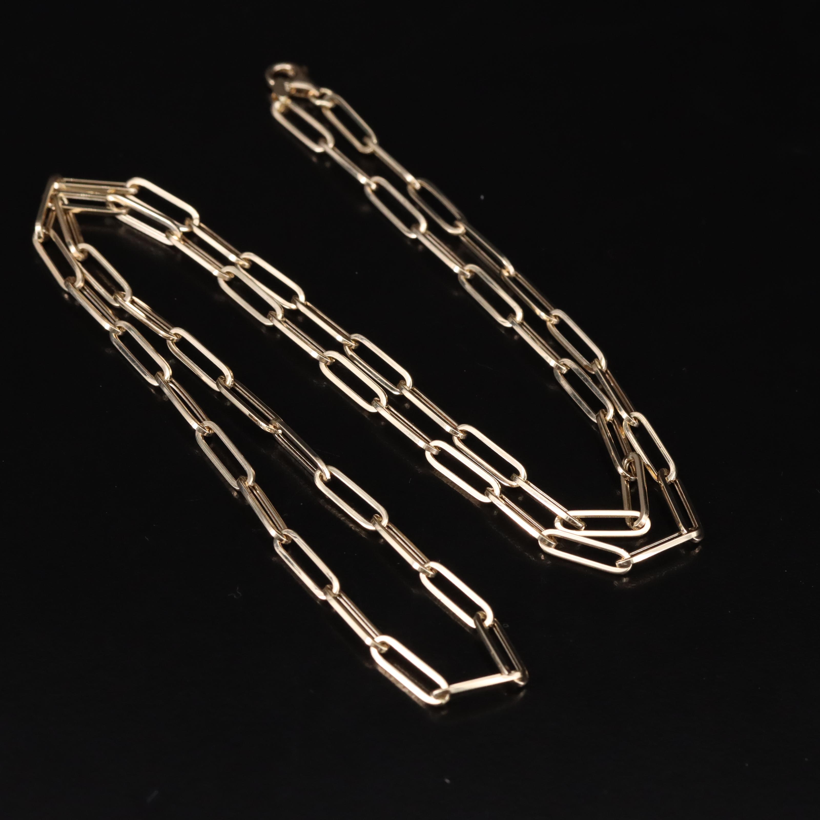 14K Paper Clip Chain Necklace EBTH
