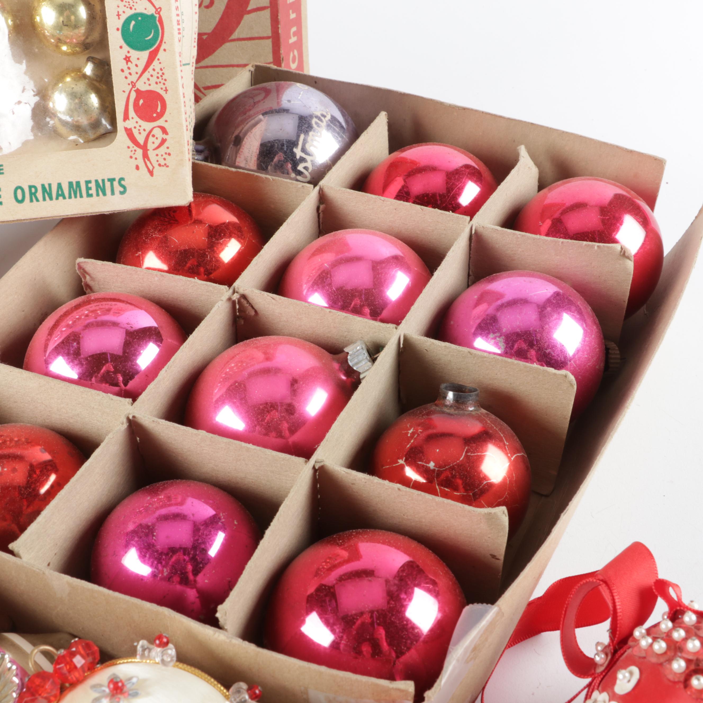 Shiny Brite and Other Ornaments, Mid to Late 20th Century