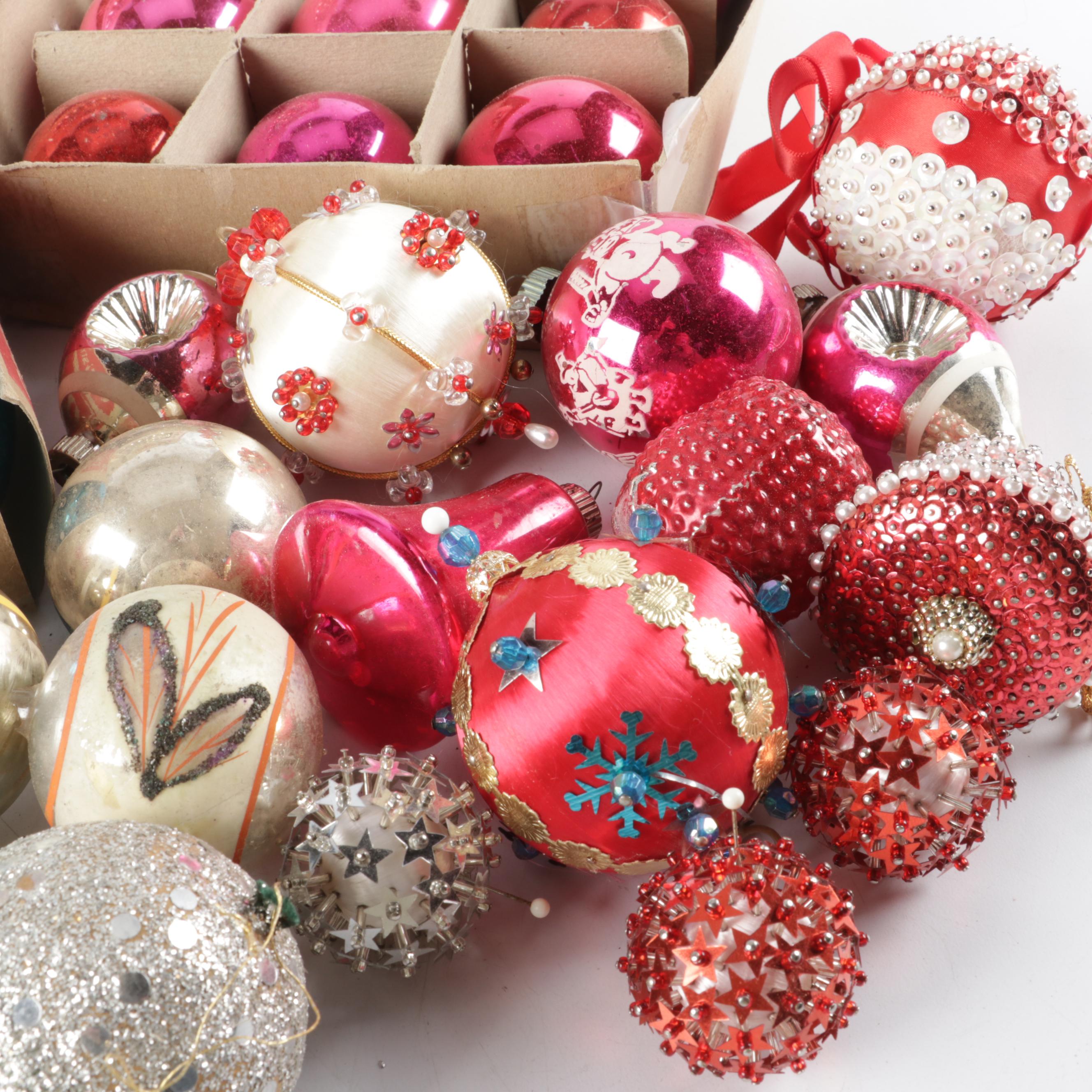 Shiny Brite and Other Ornaments, Mid to Late 20th Century