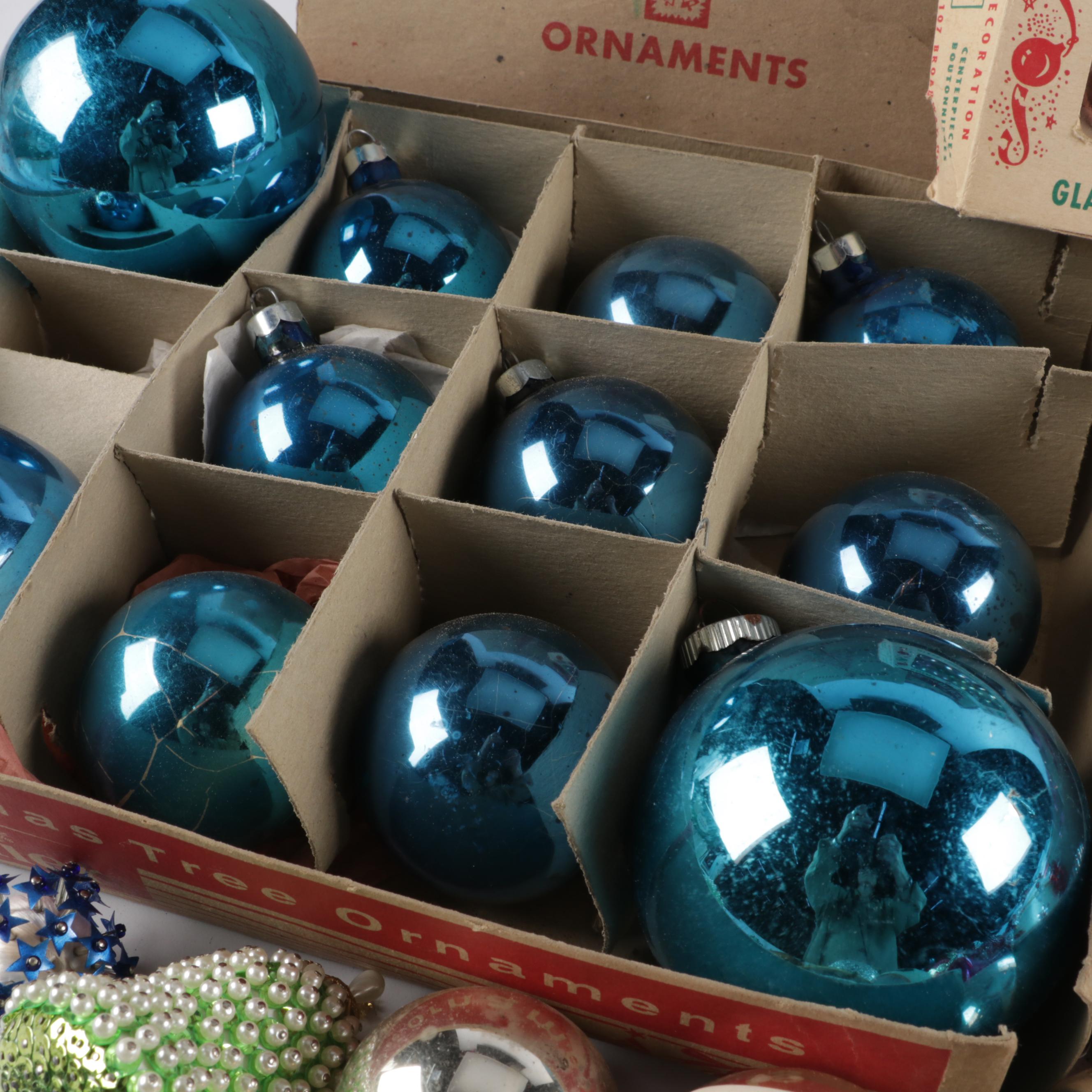 Shiny Brite and Other Ornaments, Mid to Late 20th Century