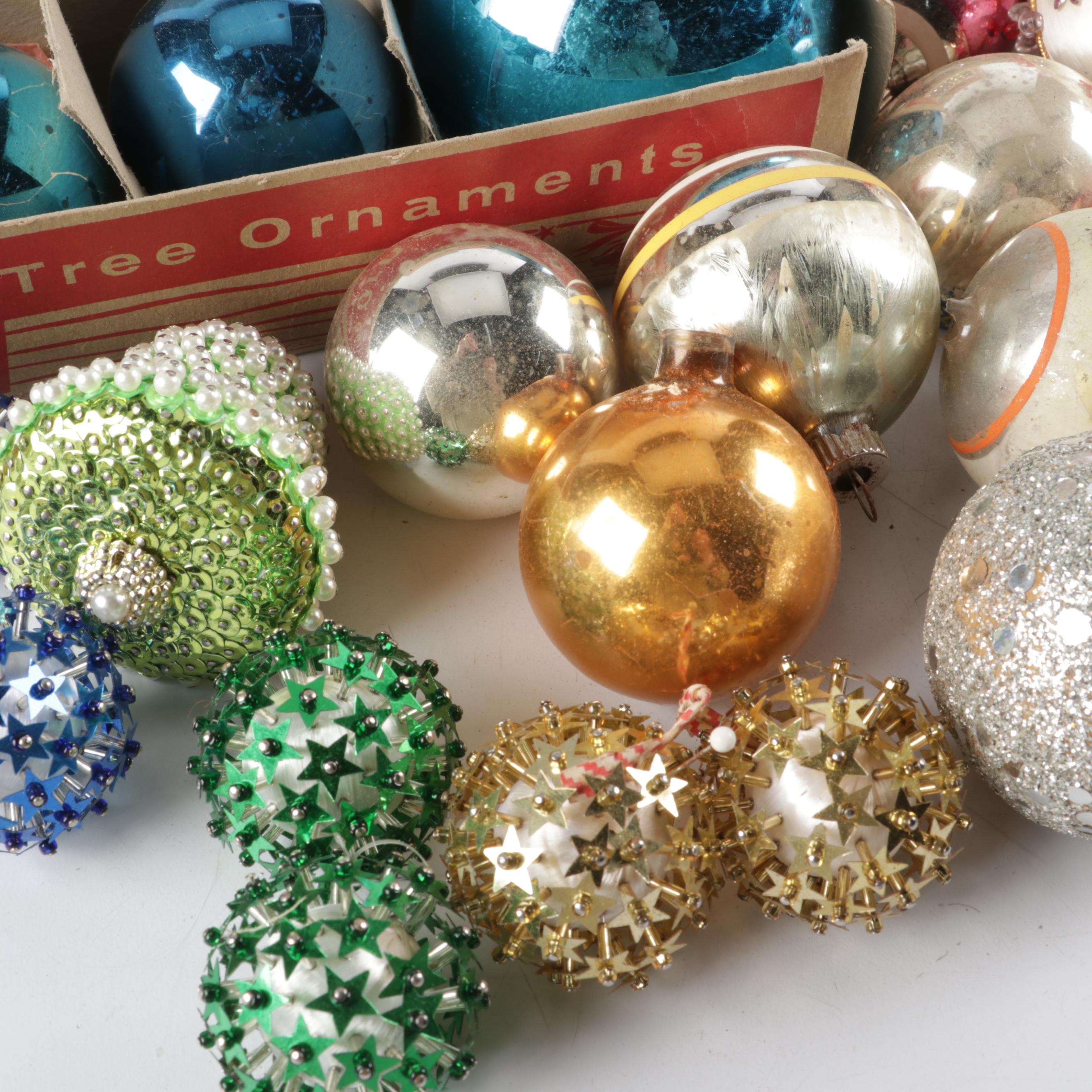 Shiny Brite and Other Ornaments, Mid to Late 20th Century