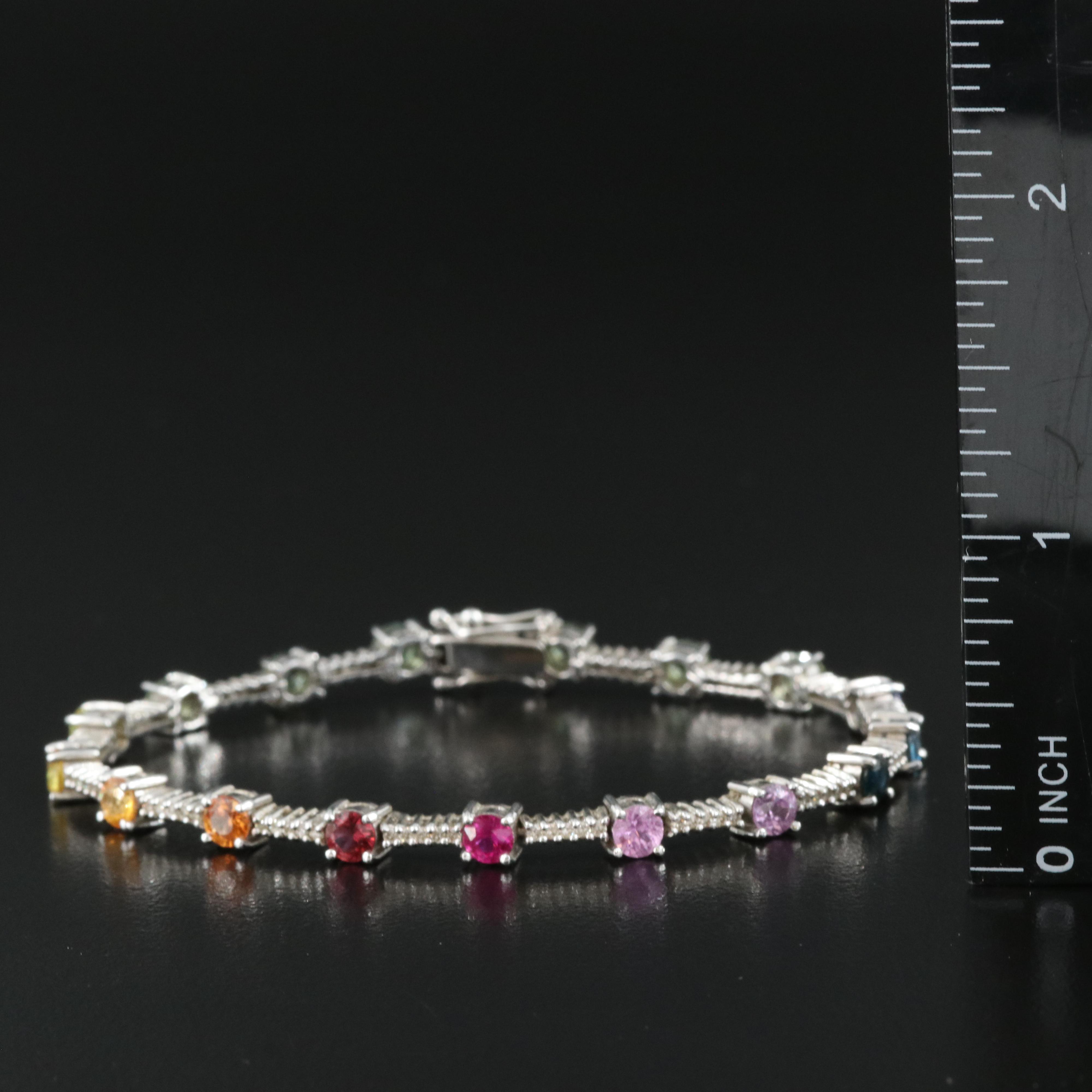 14K Rainbow Sapphire and Diamond Bracelet