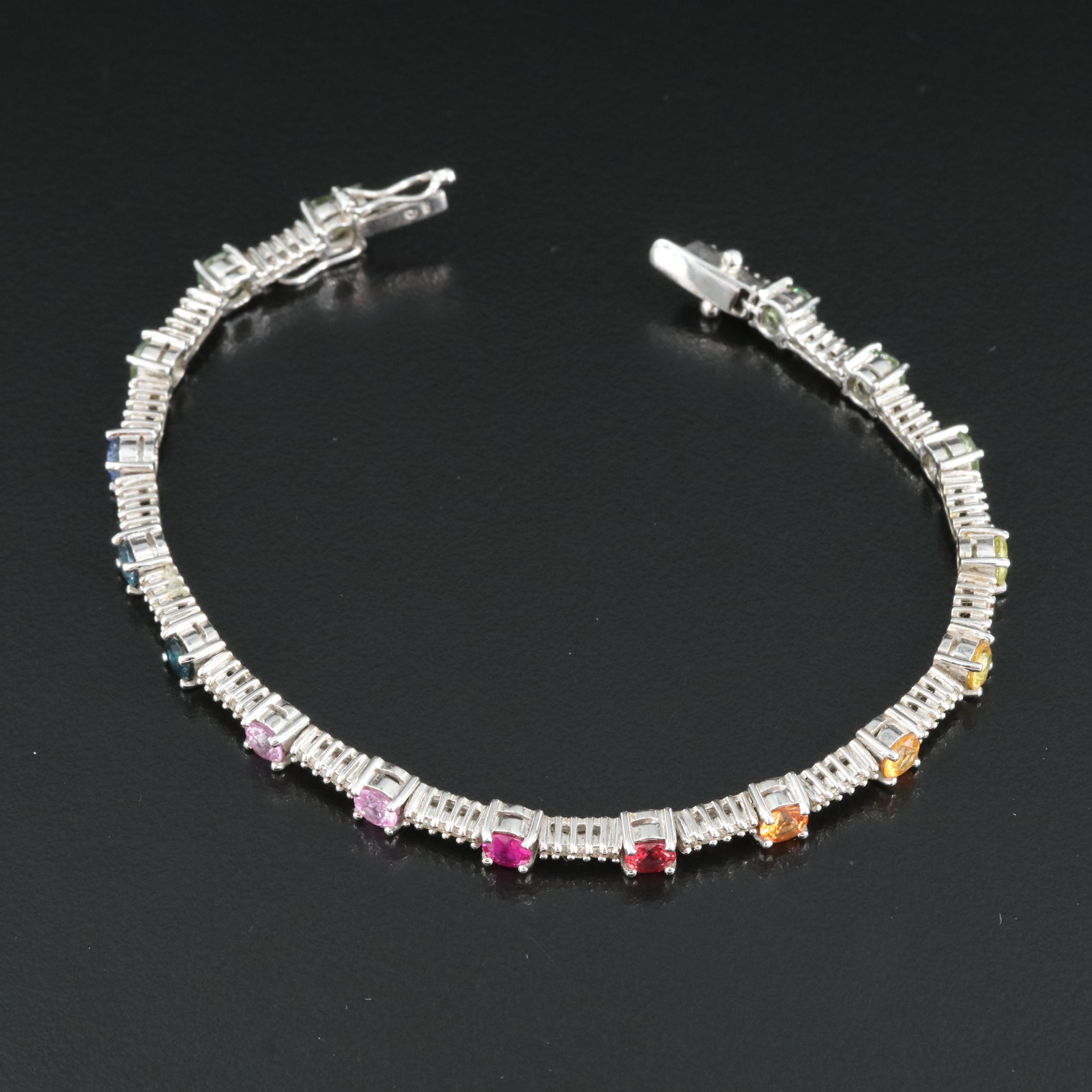 14K Rainbow Sapphire and Diamond Bracelet