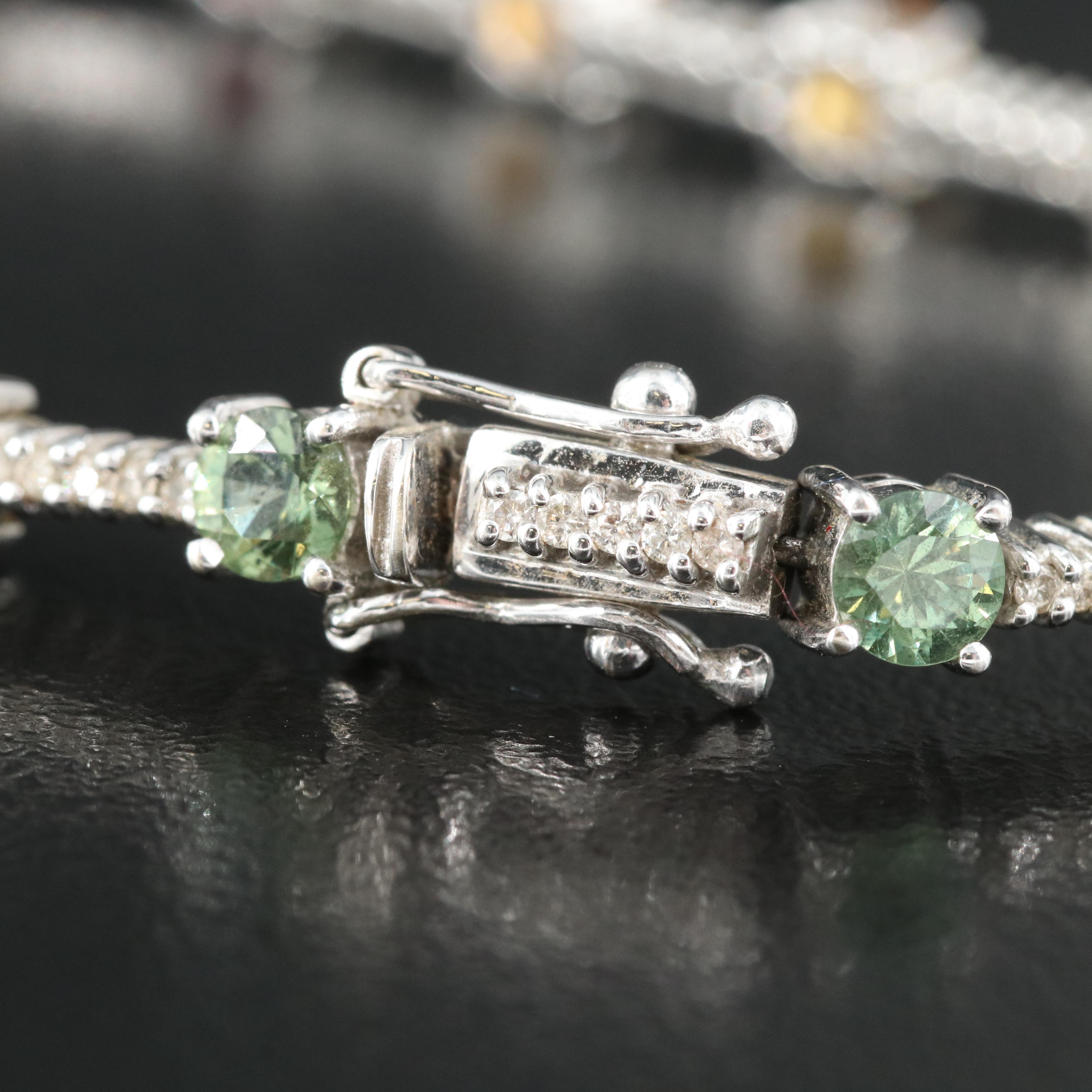 14K Rainbow Sapphire and Diamond Bracelet