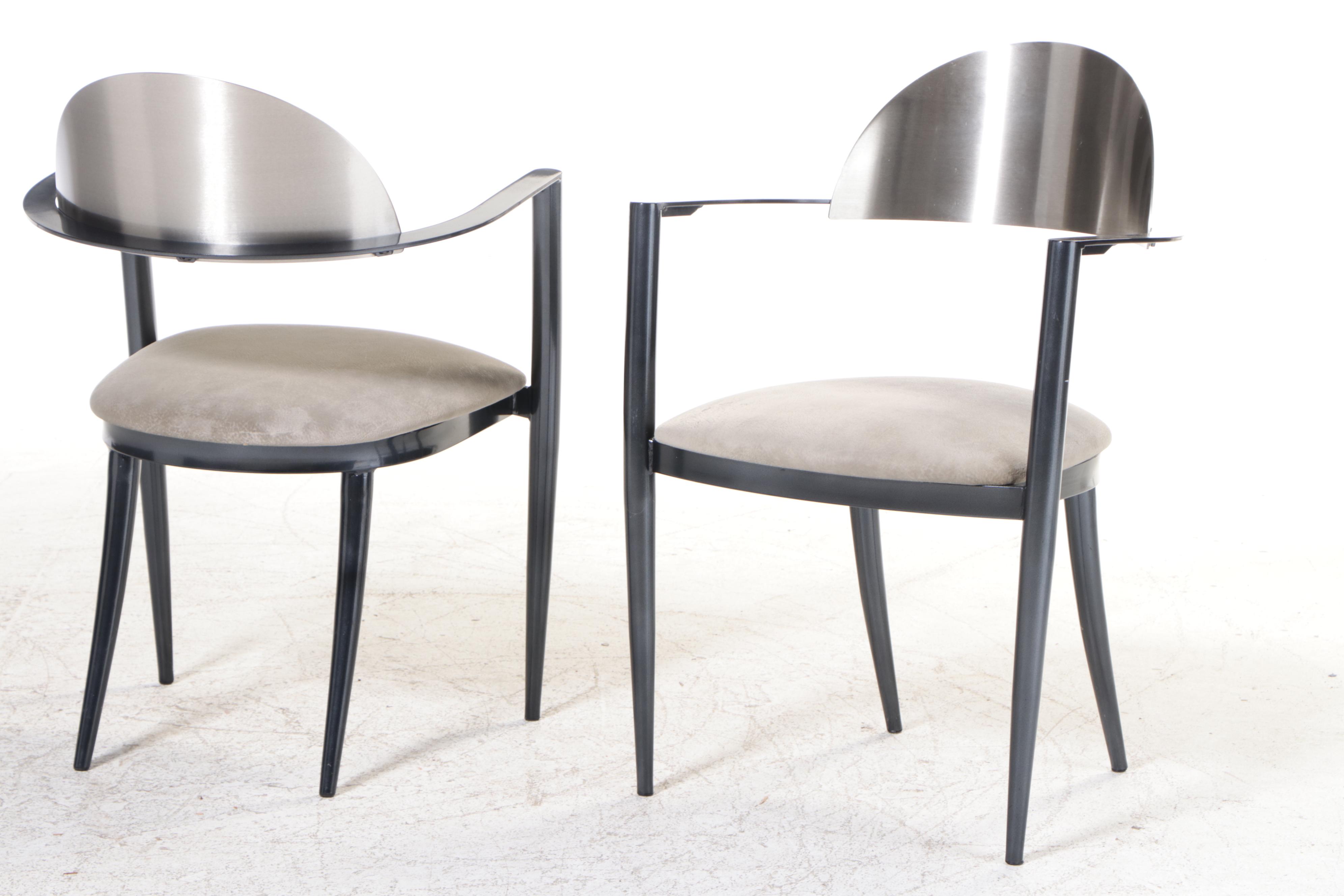 Krispin's Modernist Style Metal and Glass Top Five-Piece Dining Set
