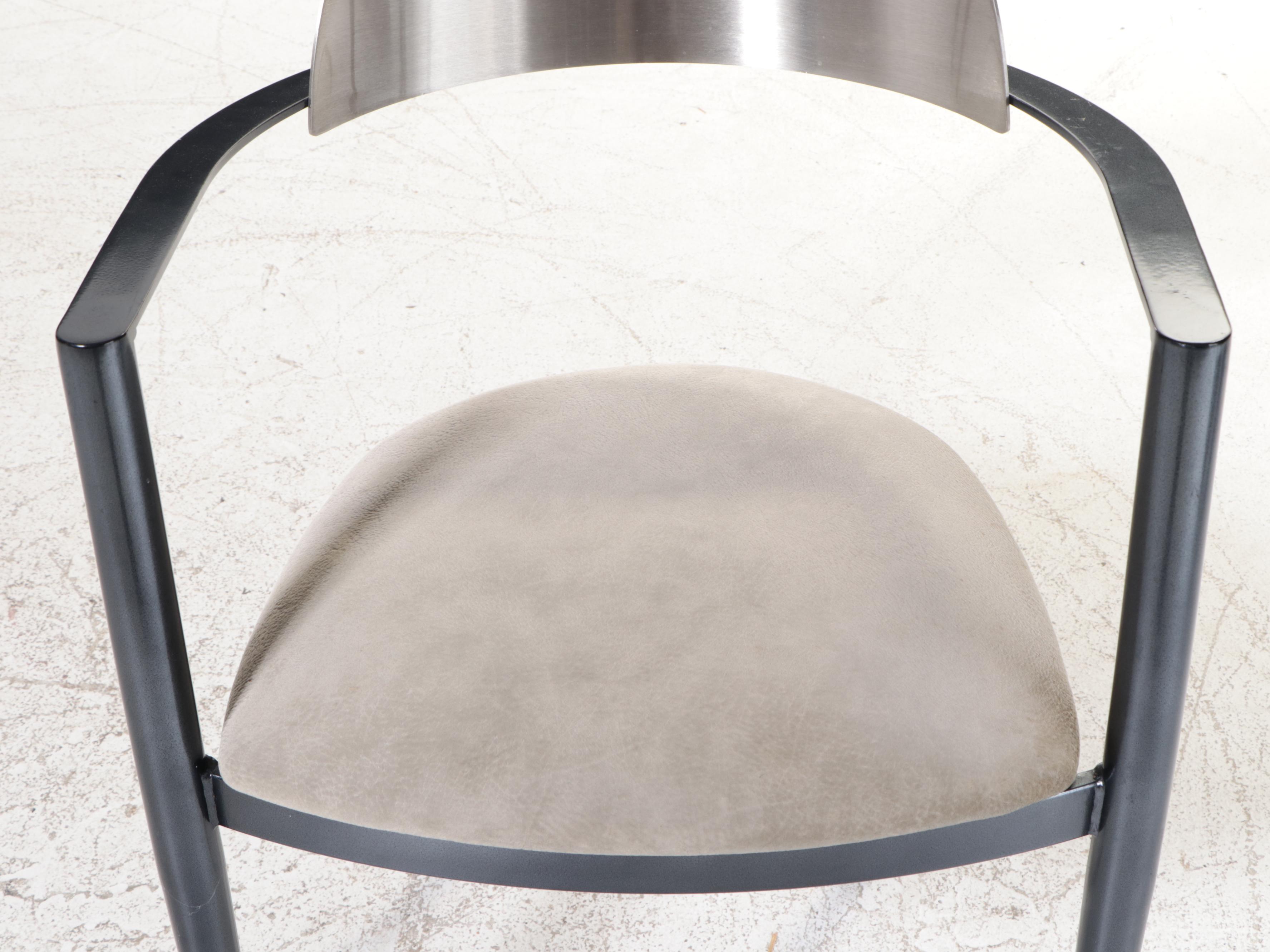 Krispin's Modernist Style Metal and Glass Top Five-Piece Dining Set