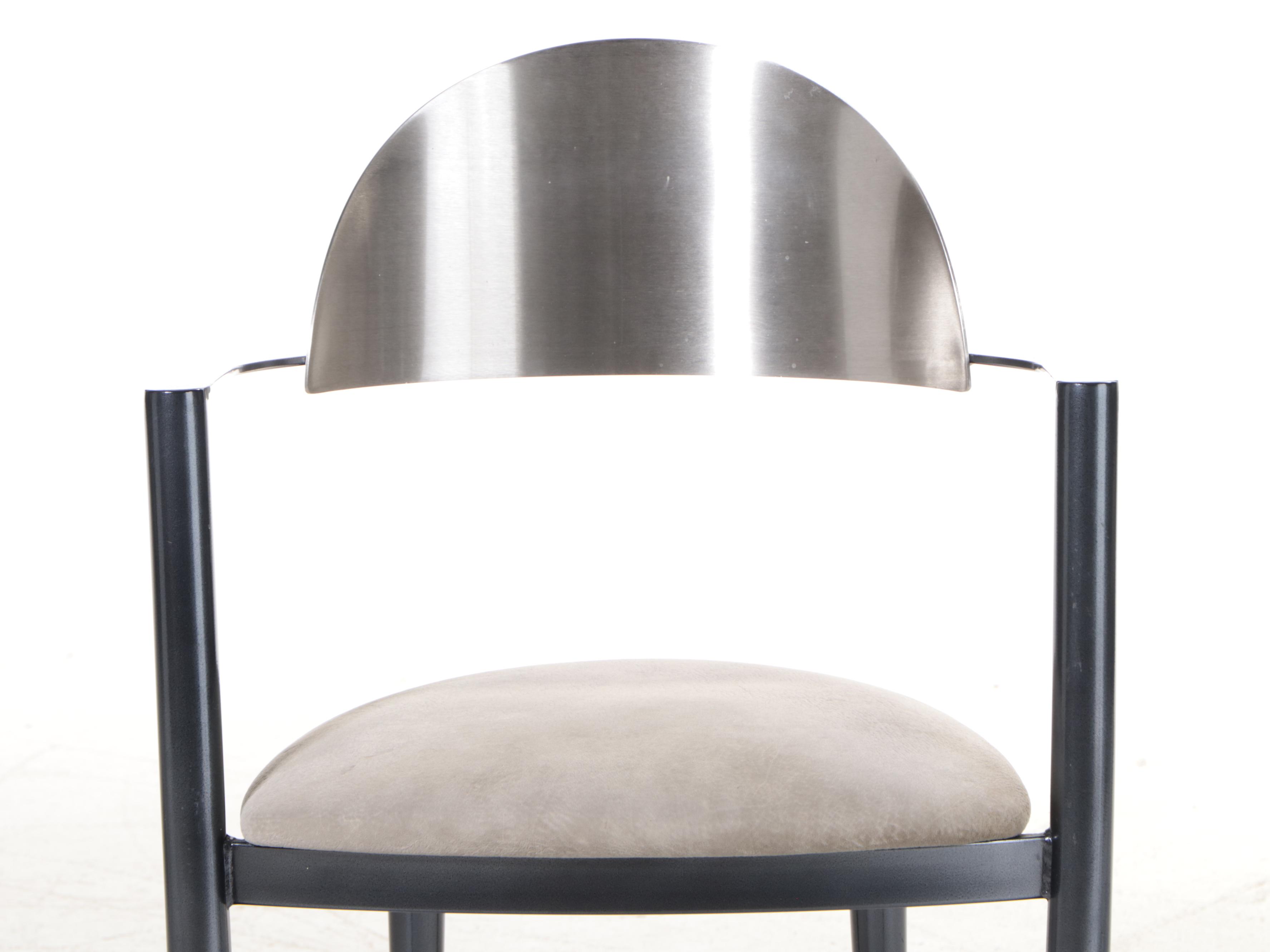 Krispin's Modernist Style Metal and Glass Top Five-Piece Dining Set