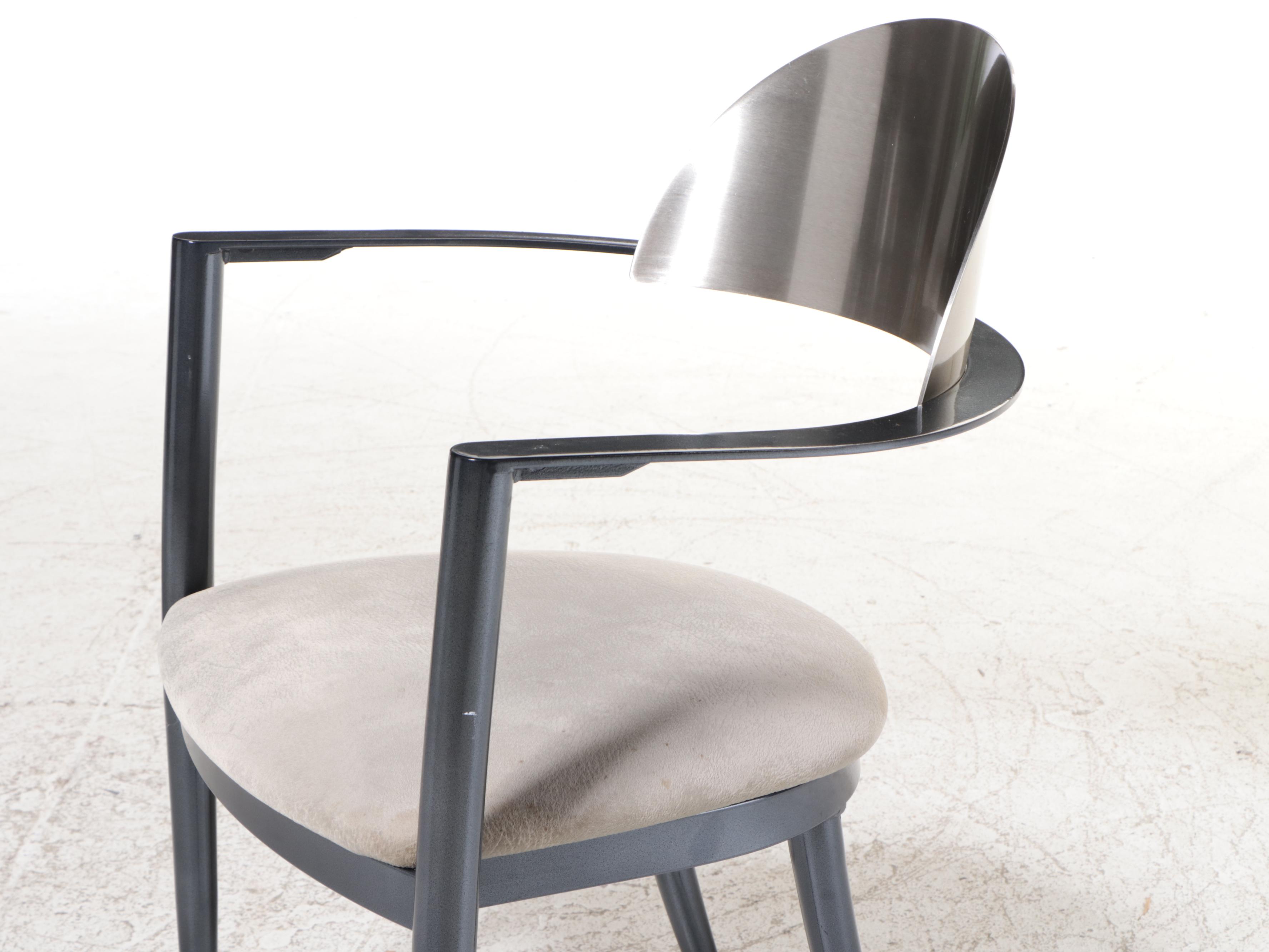 Krispin's Modernist Style Metal and Glass Top Five-Piece Dining Set