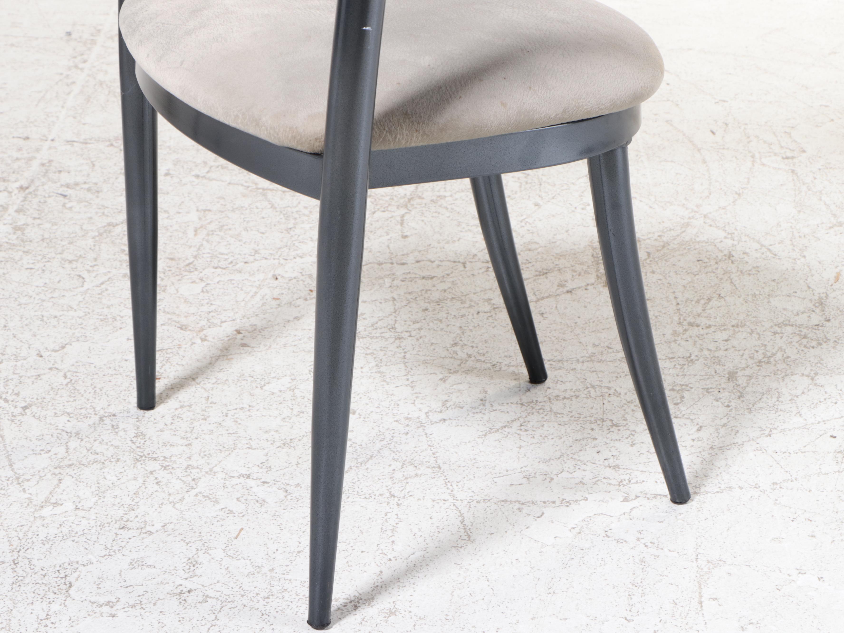 Krispin's Modernist Style Metal and Glass Top Five-Piece Dining Set