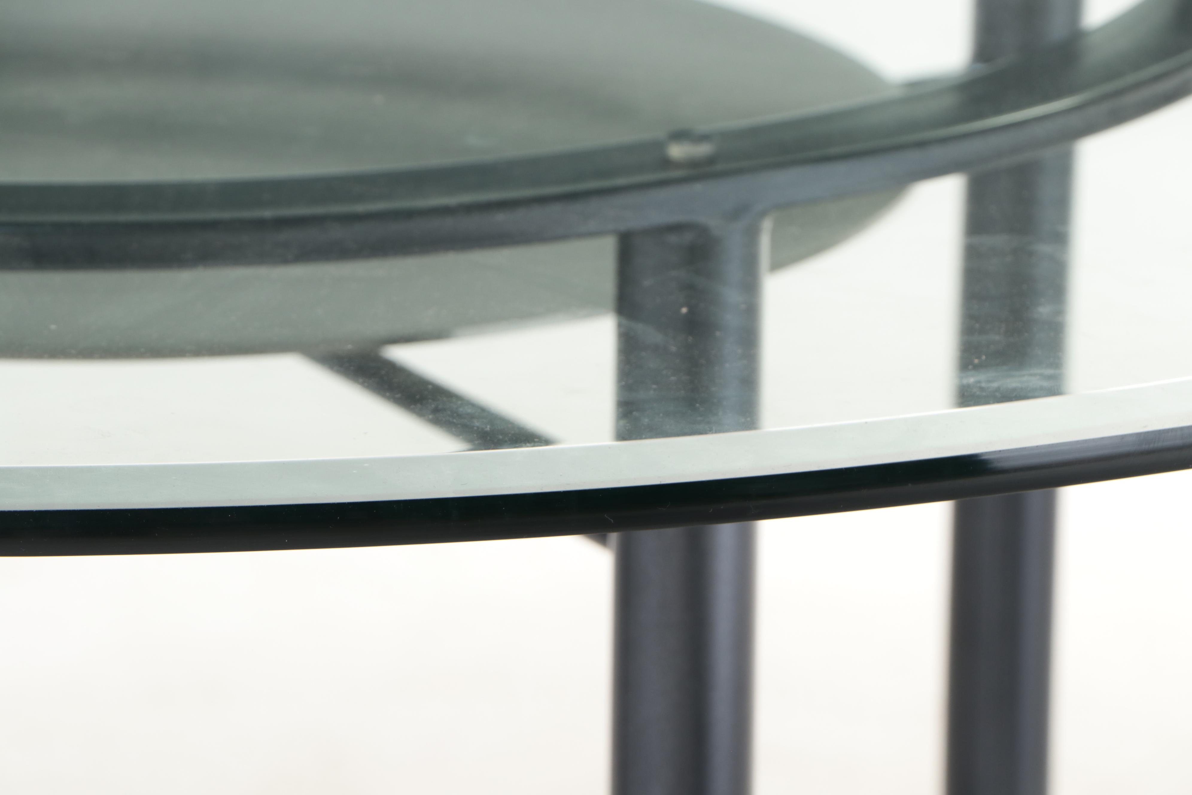 Krispin's Modernist Style Metal and Glass Top Five-Piece Dining Set