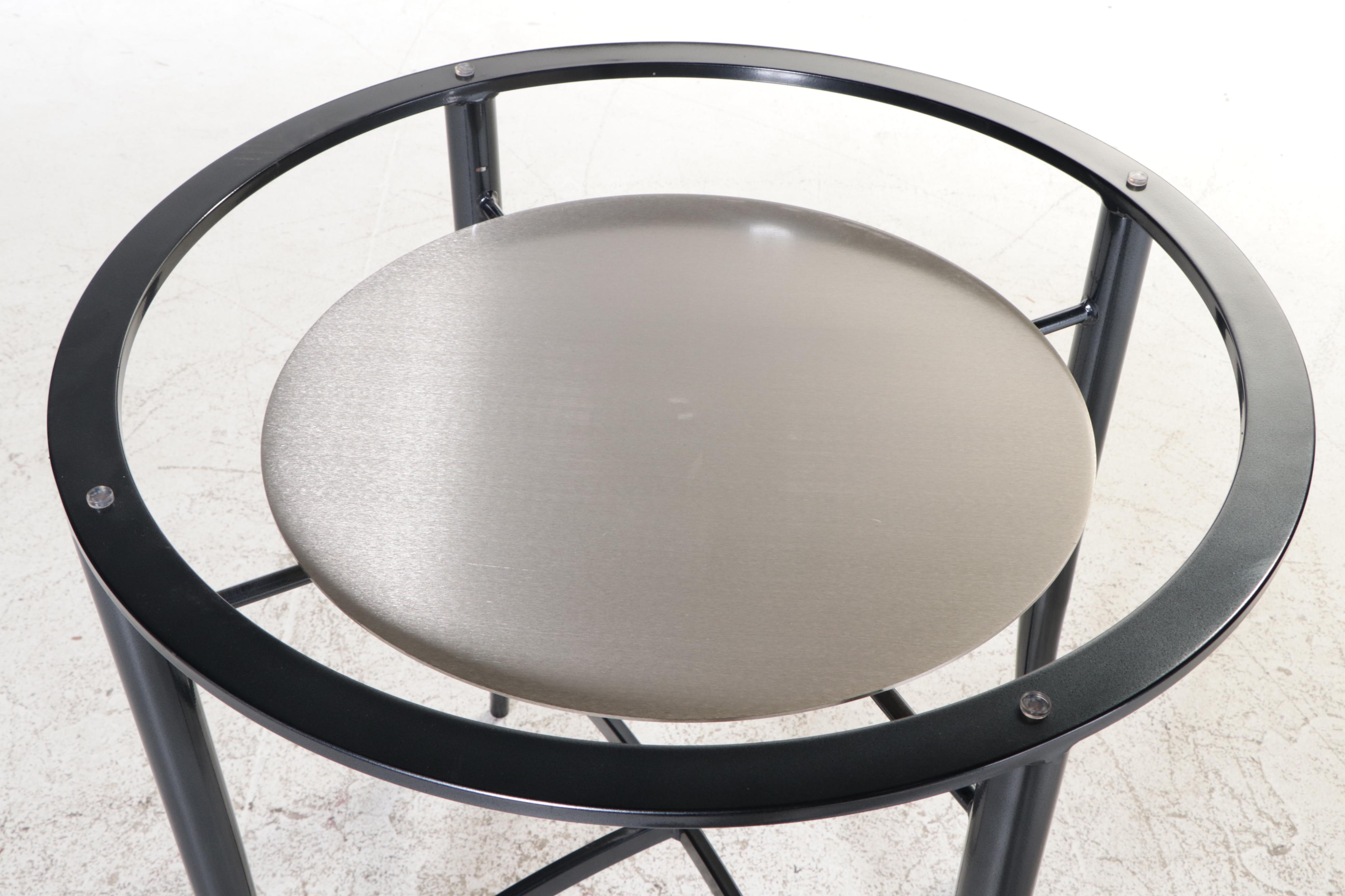 Krispin's Modernist Style Metal and Glass Top Five-Piece Dining Set