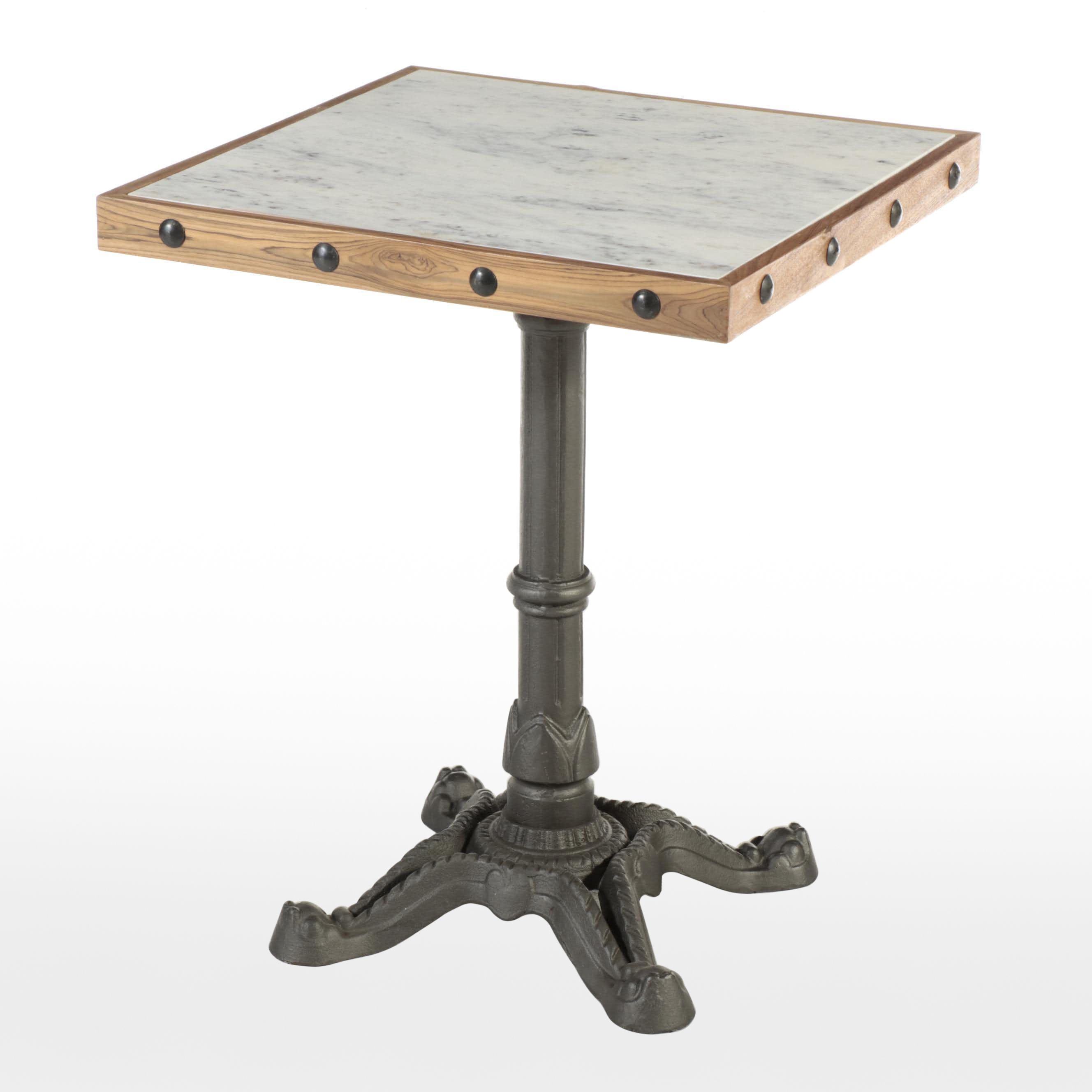 Industrial Style Cast Metal and Marble Bistro Table