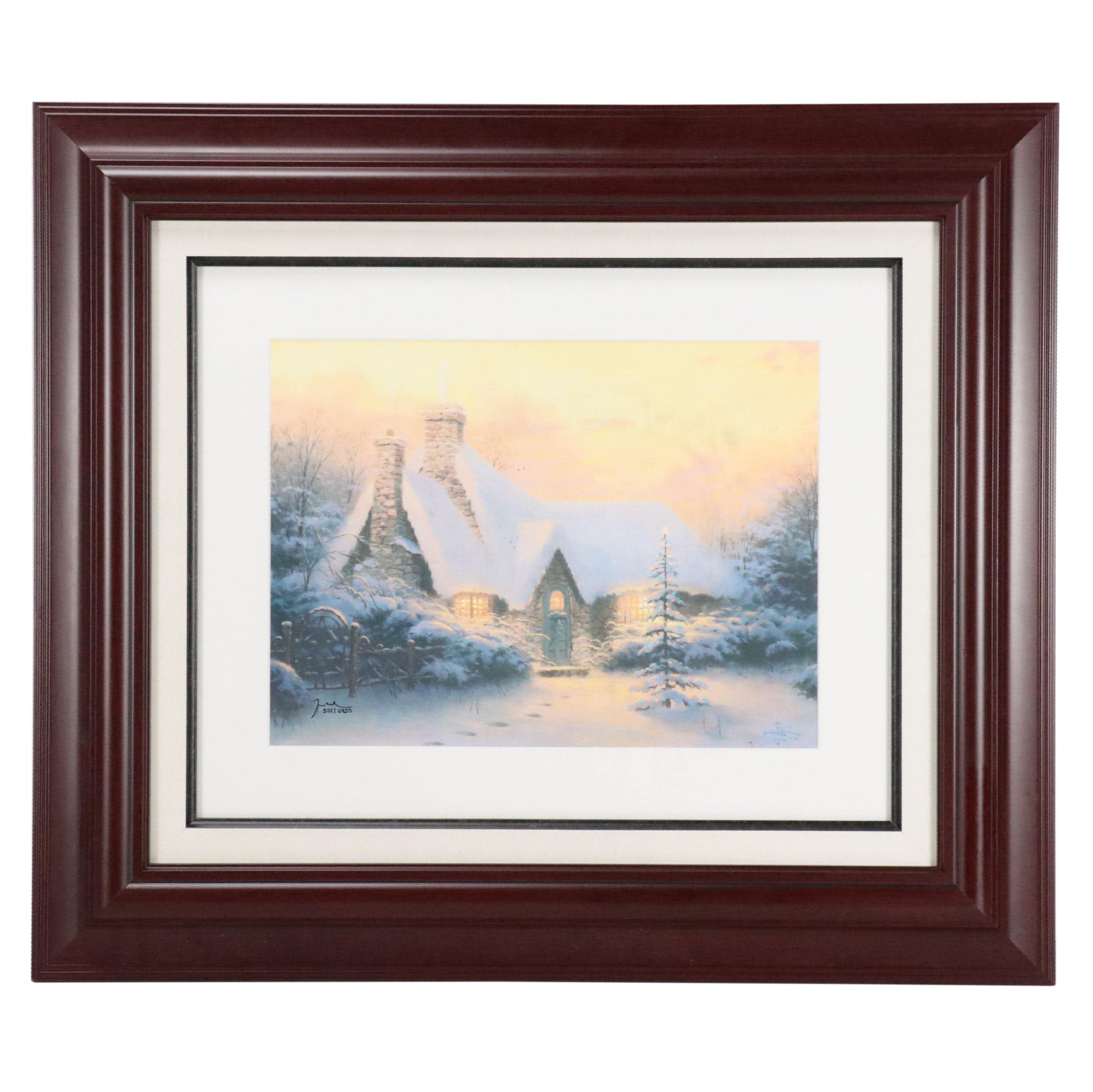 Thomas Kinkade Offset Lithograph Print "Christmas Tree Cottage"