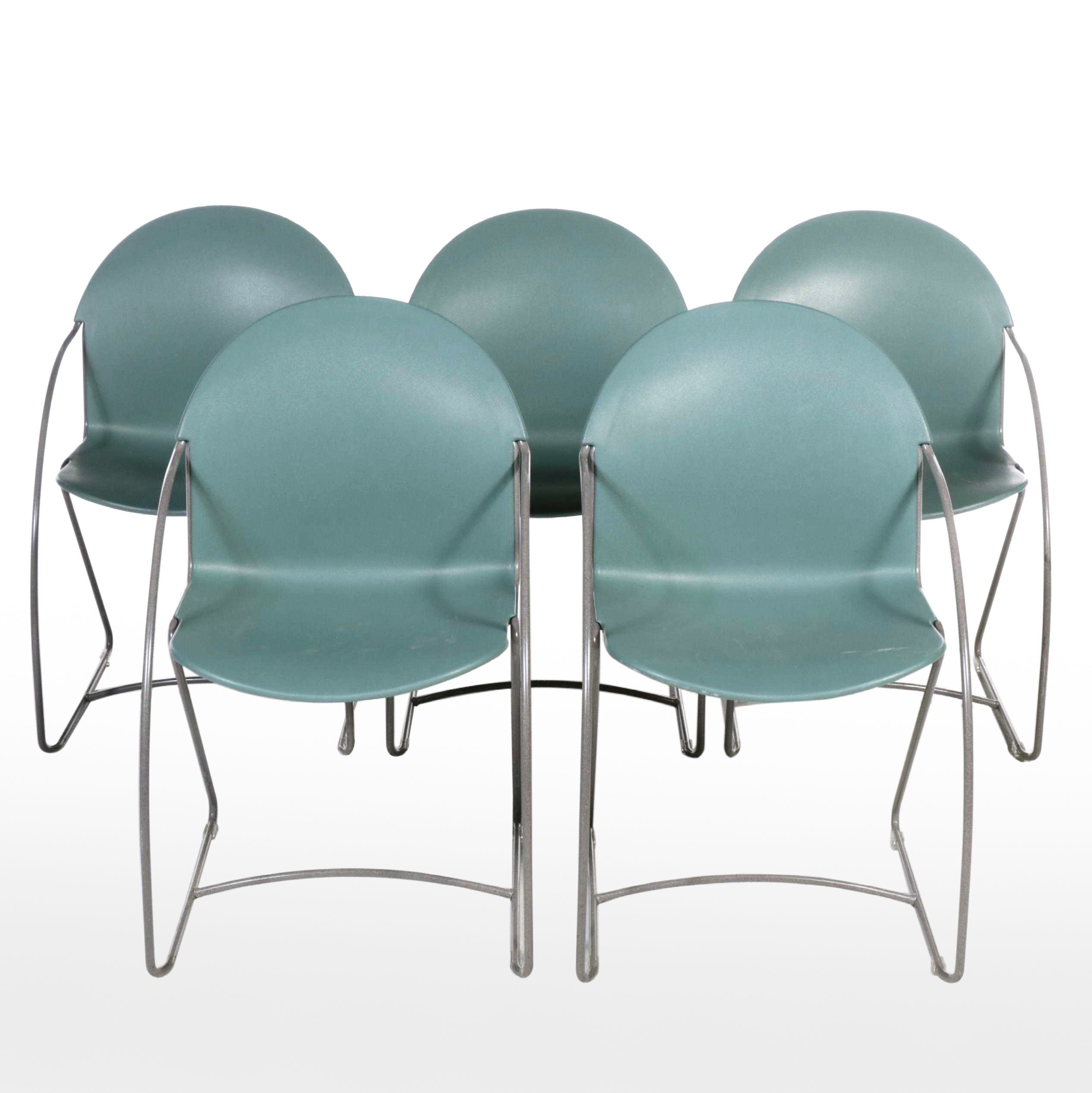 Five Steelcase "Parade" Post Modernist Stacking Chairs, Late 20th Century