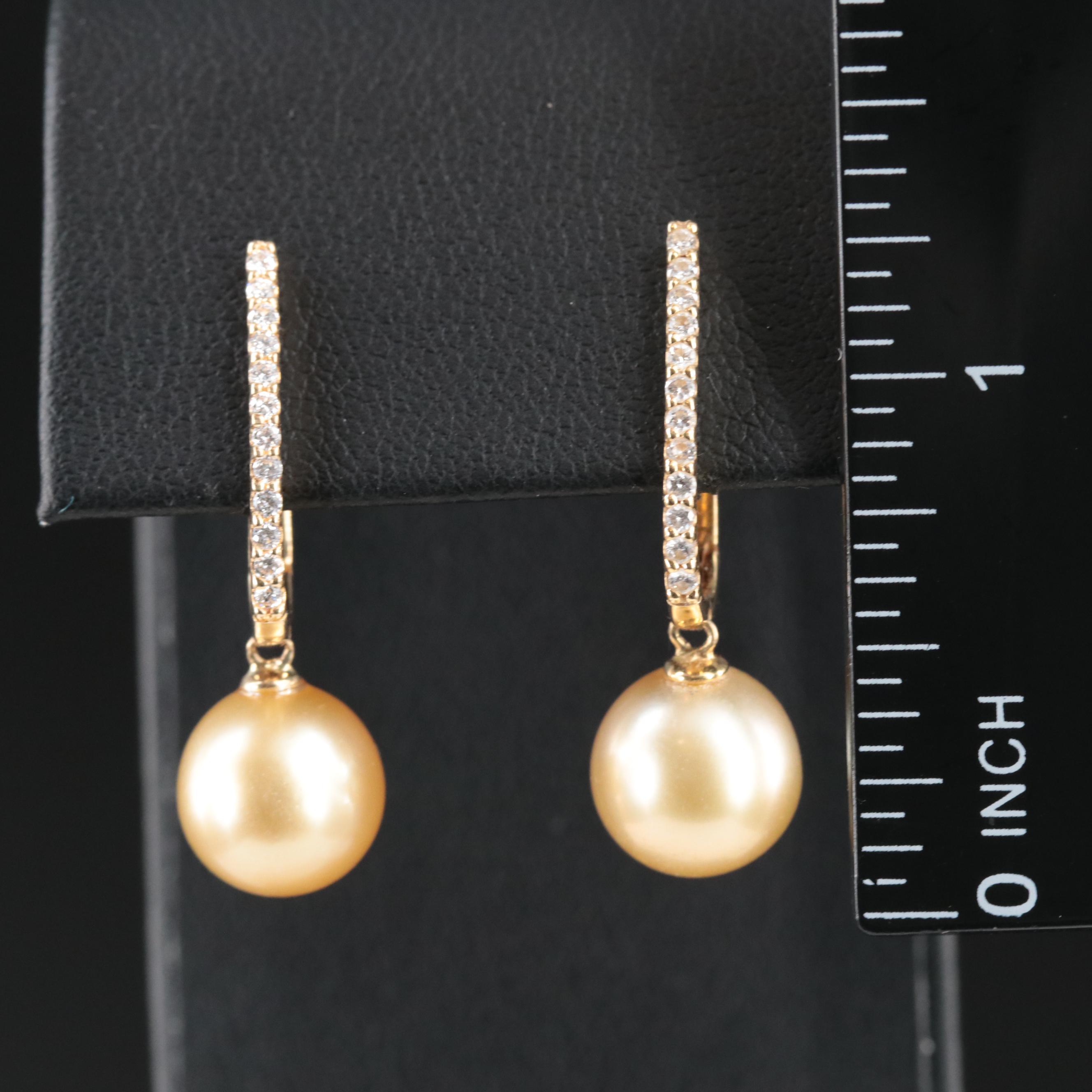 18K 10.00 MM Pearl and Diamond Earrings