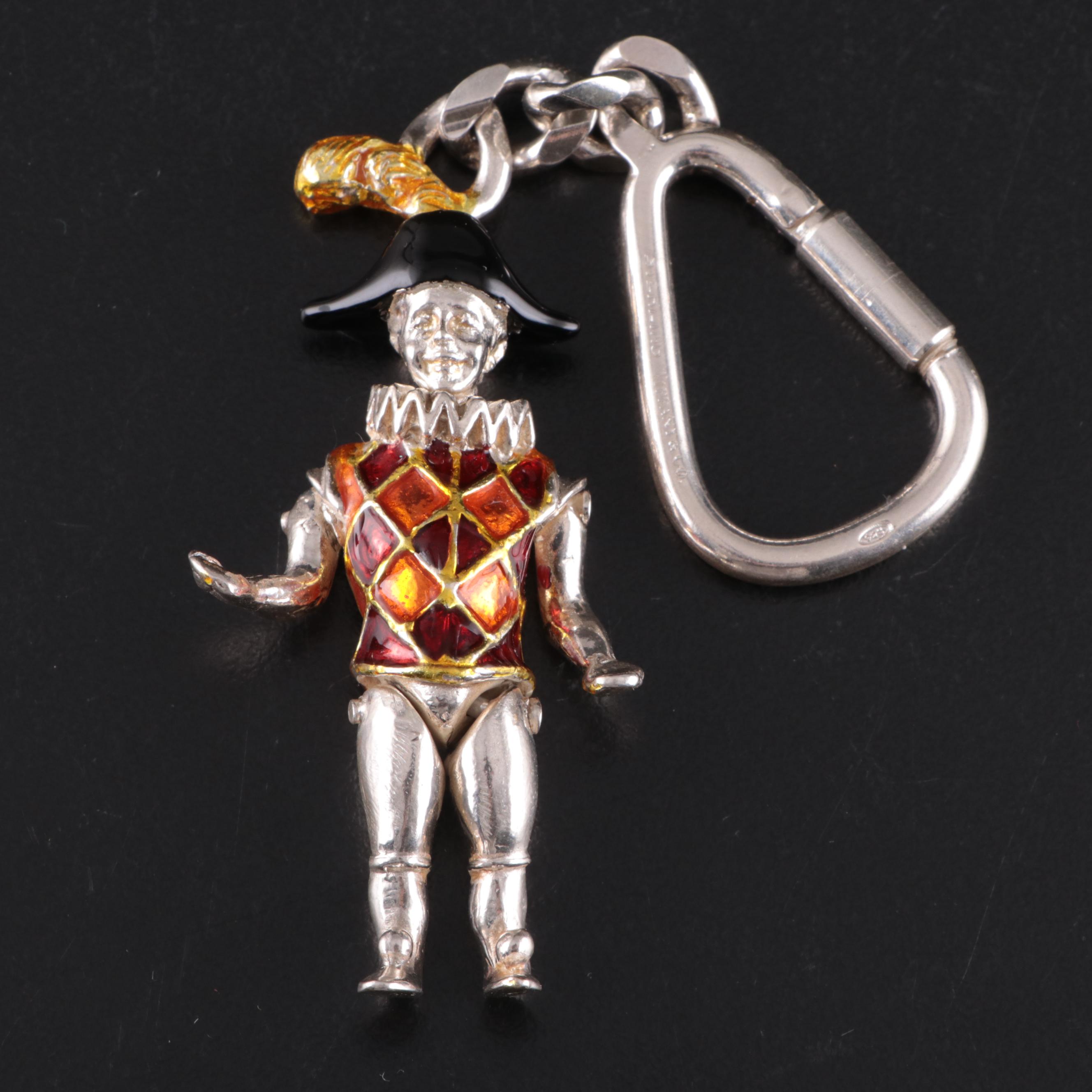 Tiffany & Co. Sterling Silver and Enamel Harlequin Key Chain with Box