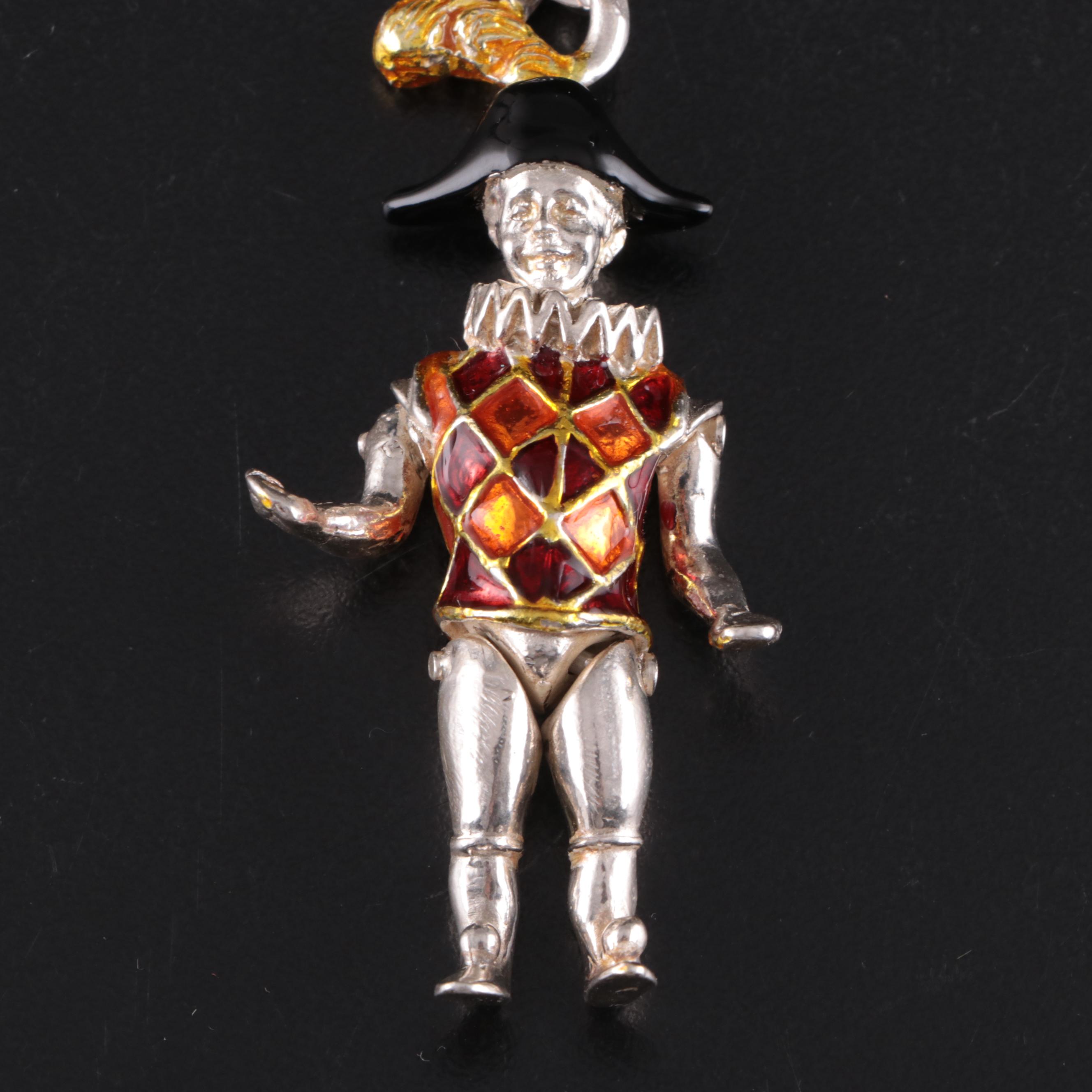 Tiffany & Co. Sterling Silver and Enamel Harlequin Key Chain with Box