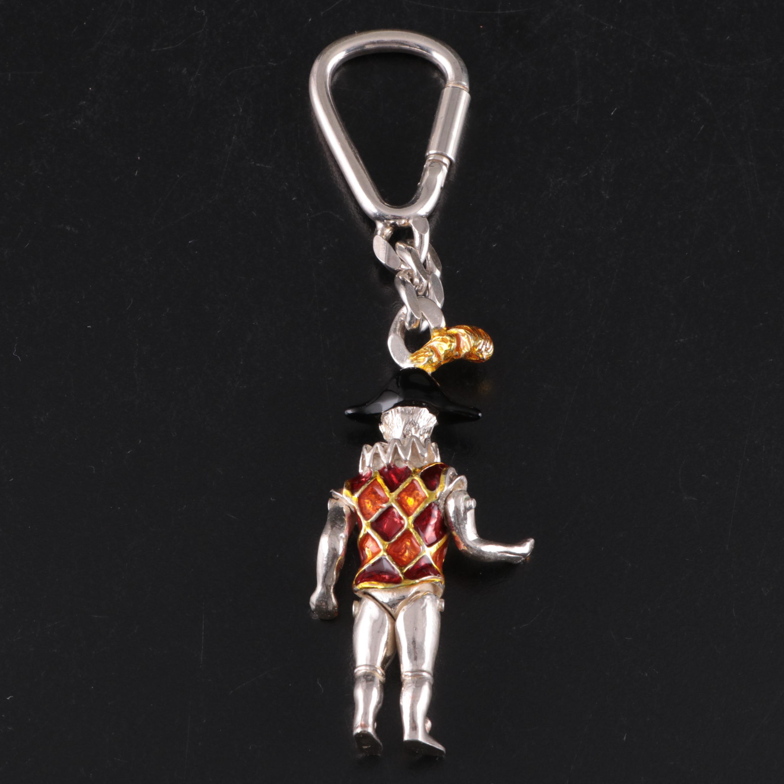 Tiffany & Co. Sterling Silver and Enamel Harlequin Key Chain with Box