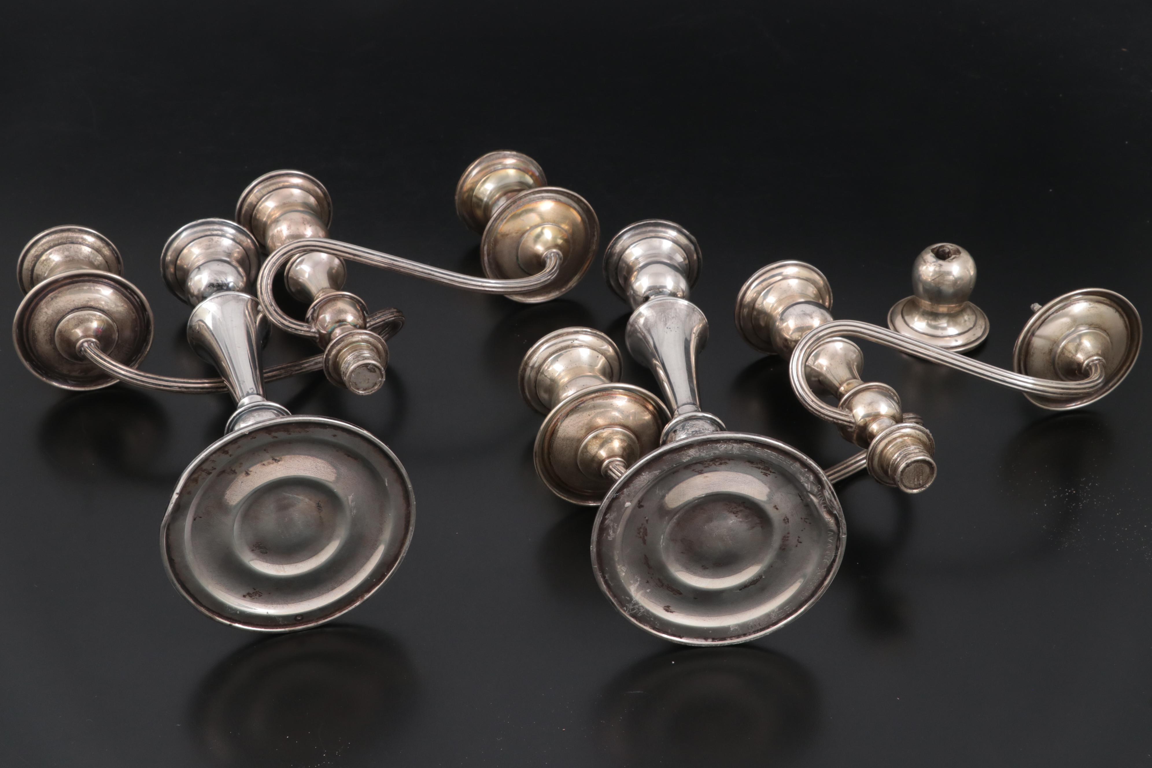 International Sterling Silver Candelabras with Columbia Sterling Silver Bowl